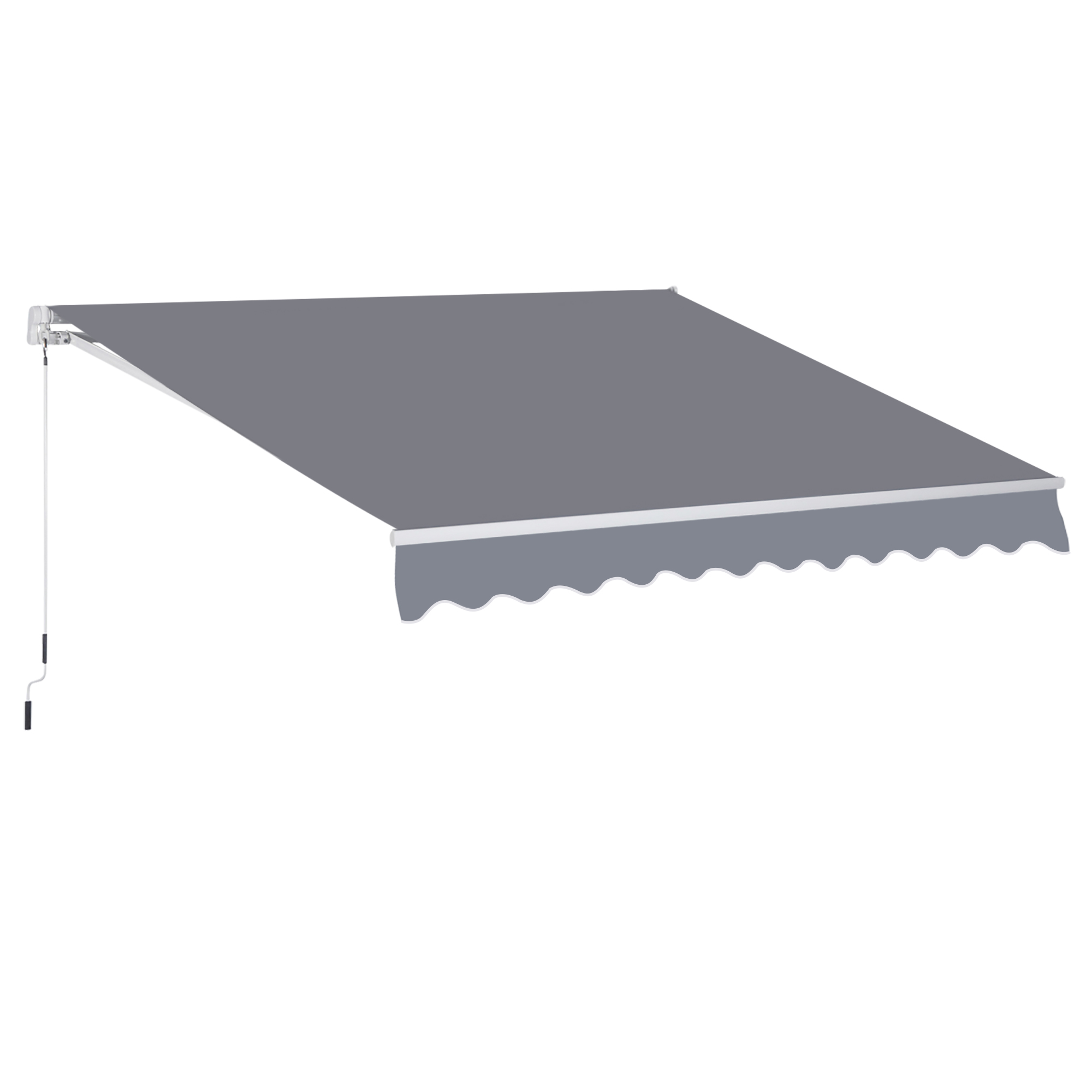 3 x 2.5m Garden Patio Manual Awning Retractable Canopy Sun Shade Shelter with Fittings and Crank Handle Grey - Life Essentials