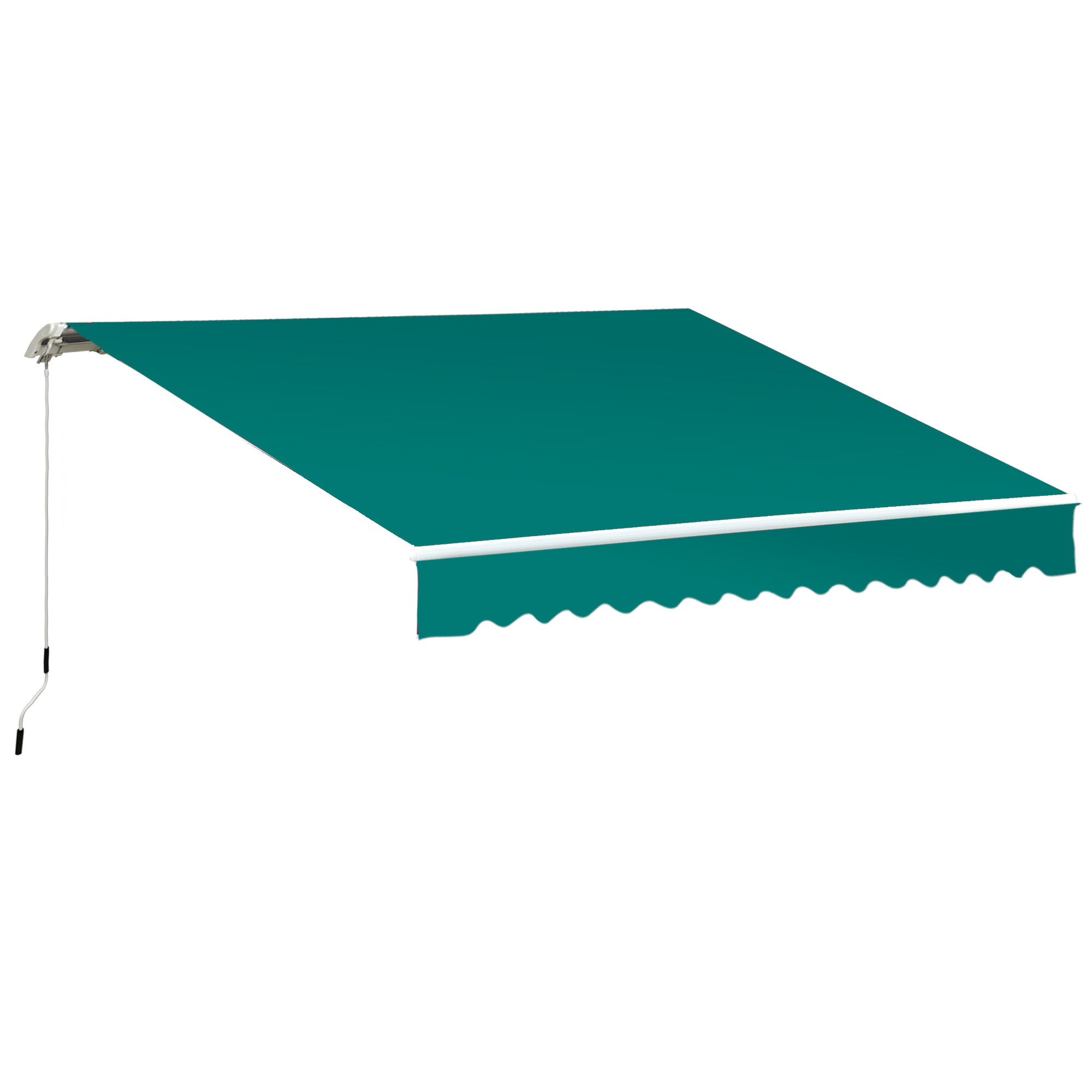 3.5 x 2.5 m Garden Patio Manual Awning Canopy Sun Shade Shelter with Winding Handle - Green - Life Essentials