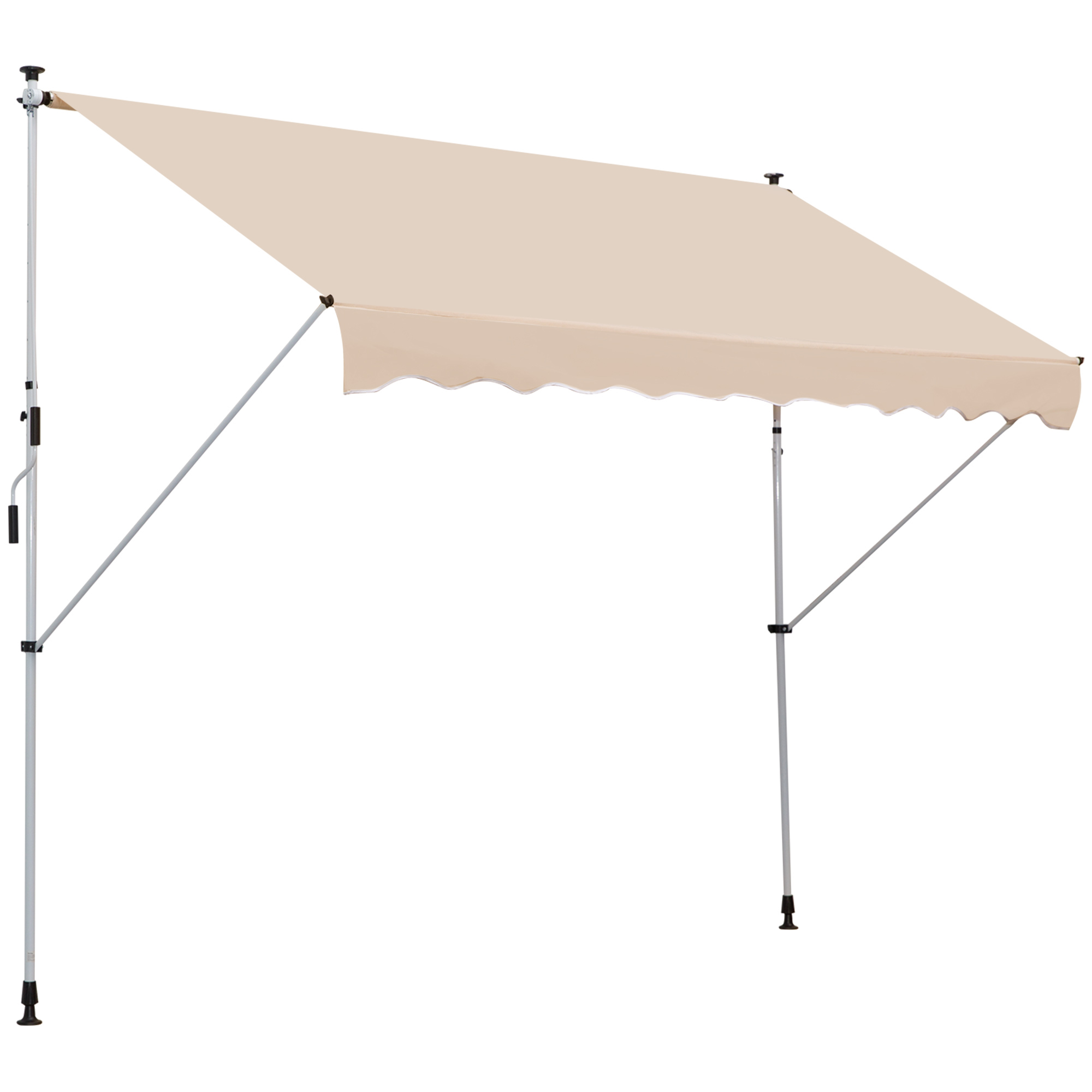3x1.5m Garden Patio Manual Awning Canopy Sun Shade Shelter Retractable Adjustable Aluminium Frame Beige - Life Essentials