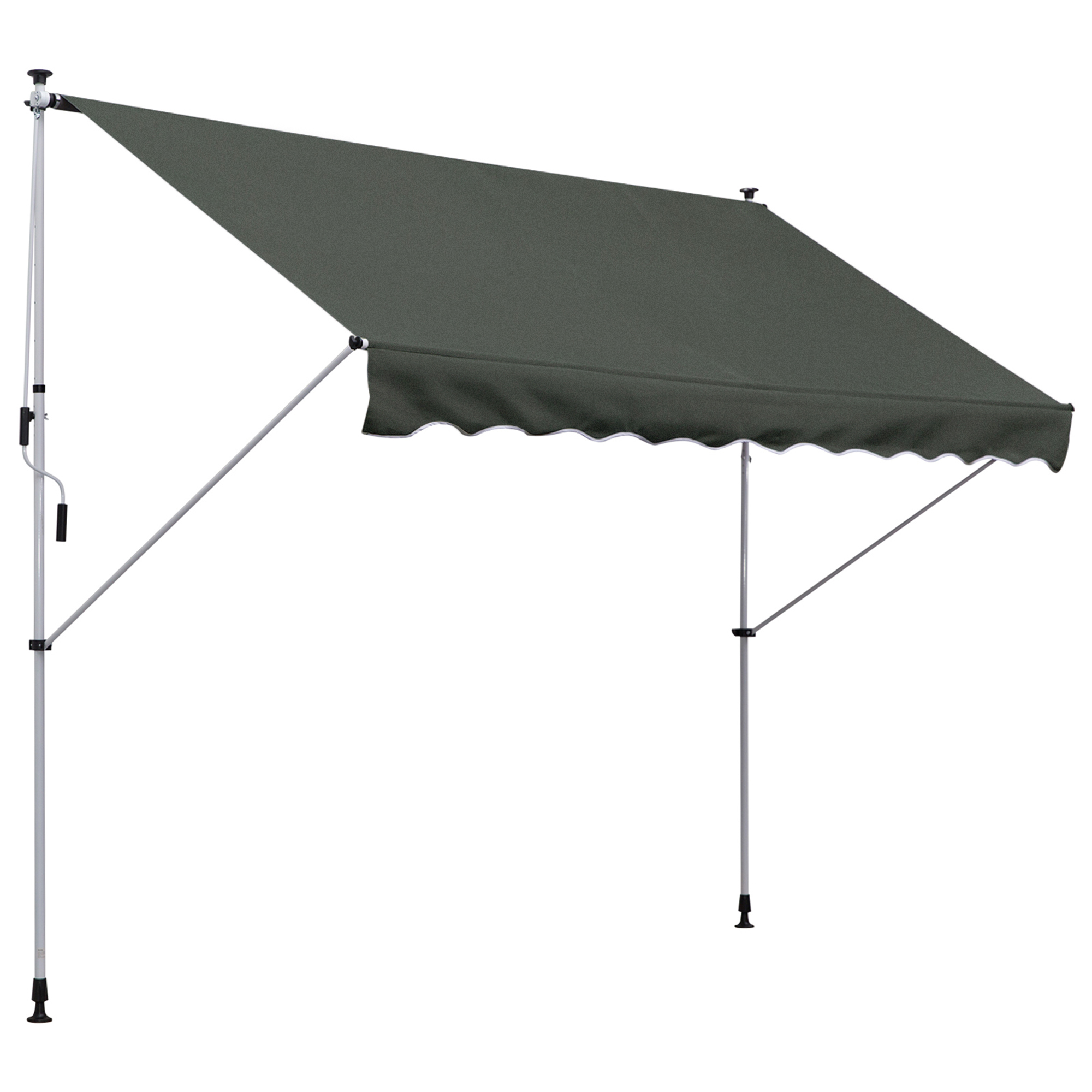 Balcony 3 x 1.5m Manual Adjustable Awning DIY Patio Clamp Awning Canopy Retractable Shade Shelter - Grey - Life Essentials