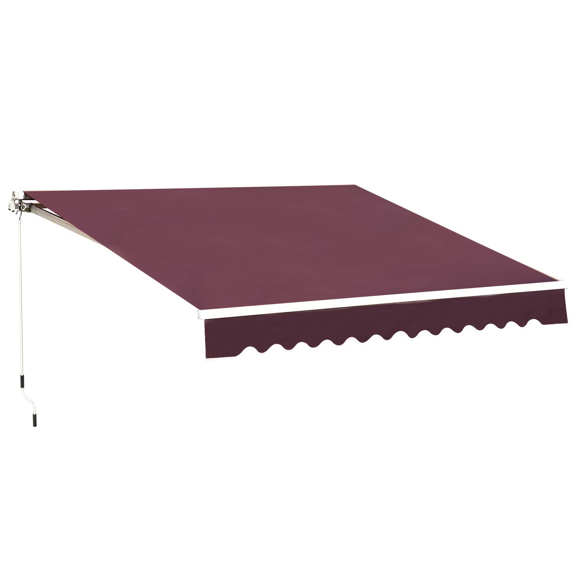 Garden Patio Manual Retractable Awning Canopy Sun Shade Shelter, 3x2.5 m-Red - Life Essentials