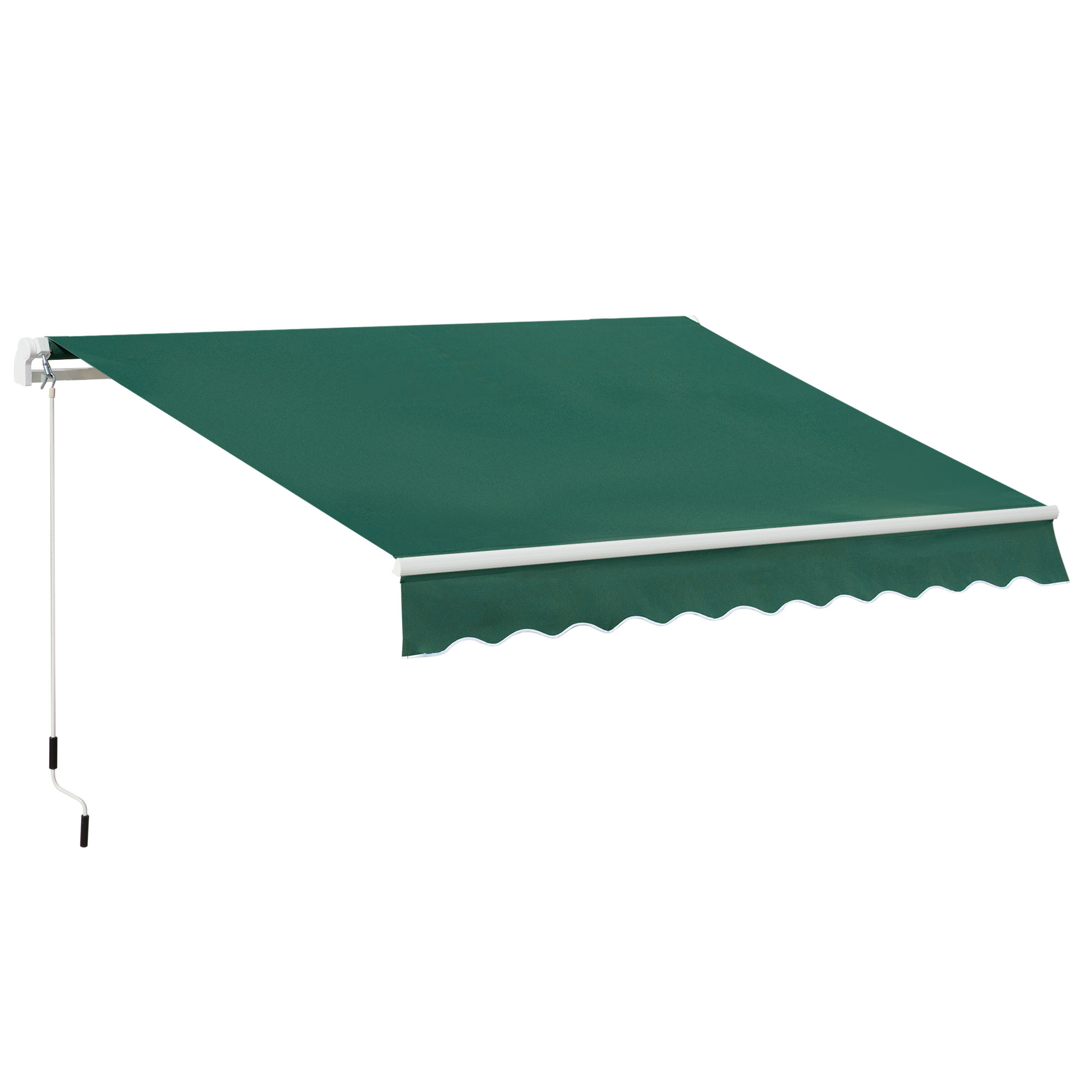 Garden Outdoor Window Awning Canopy Shelter Sun Shade UV Blocker Light Weight Aluminium Frame w/ Hand Crank 3 x 2m Green - Life Essentials