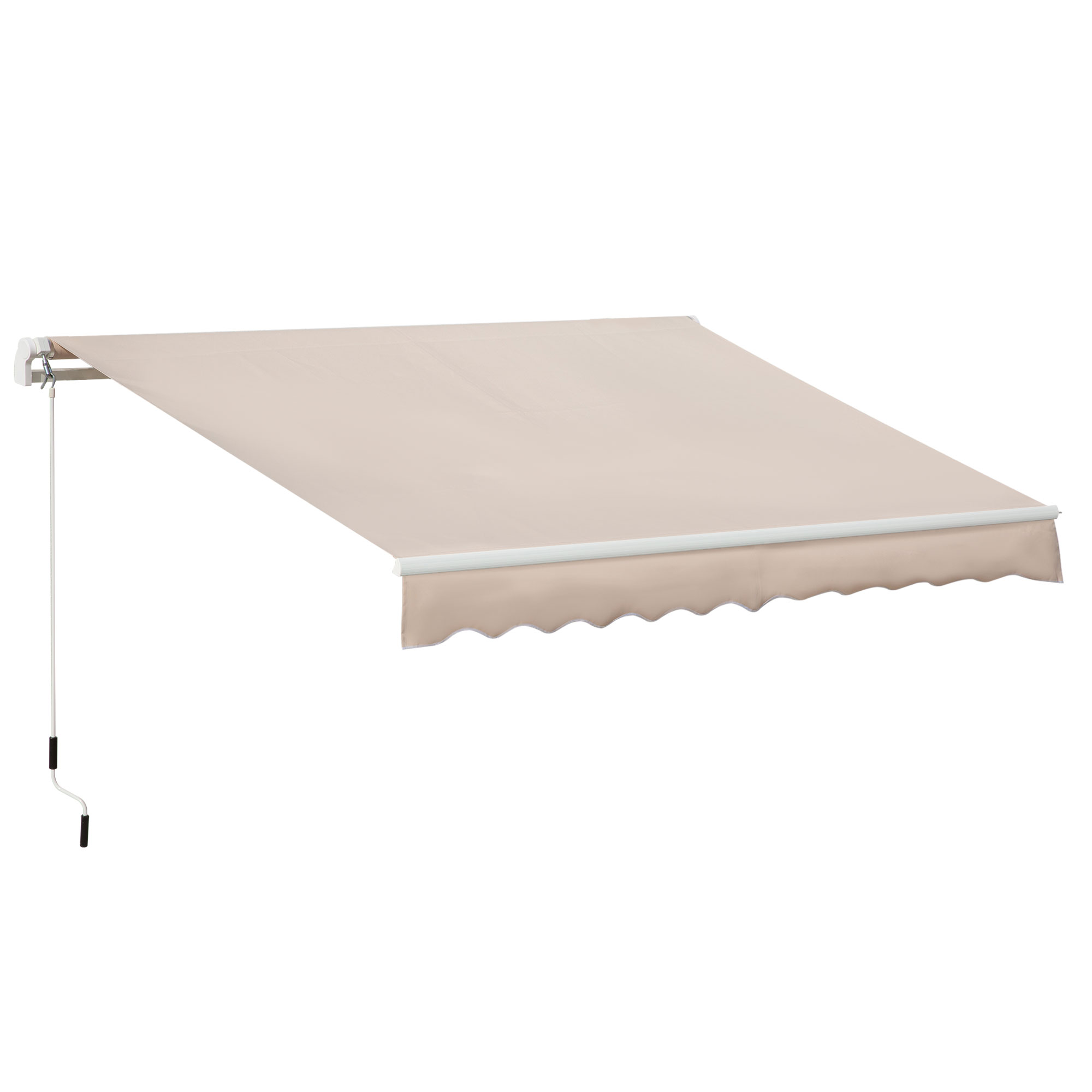 Window Awning Canopy Garden Outdoor Shelter Patio Sun Shade UV Blocker Light Weight Aluminium Frame w/ Hand Crank 3 x 2m Beige - Life Essentials