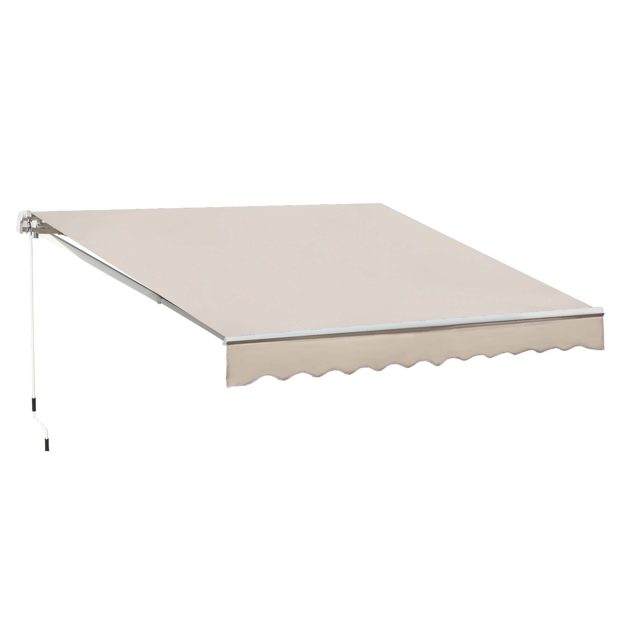 3 x 2.5m Garden Patio Manual Awning Canopy Sun Shade Shelter with Winding Handle Retractable - Cream White - Life Essentials