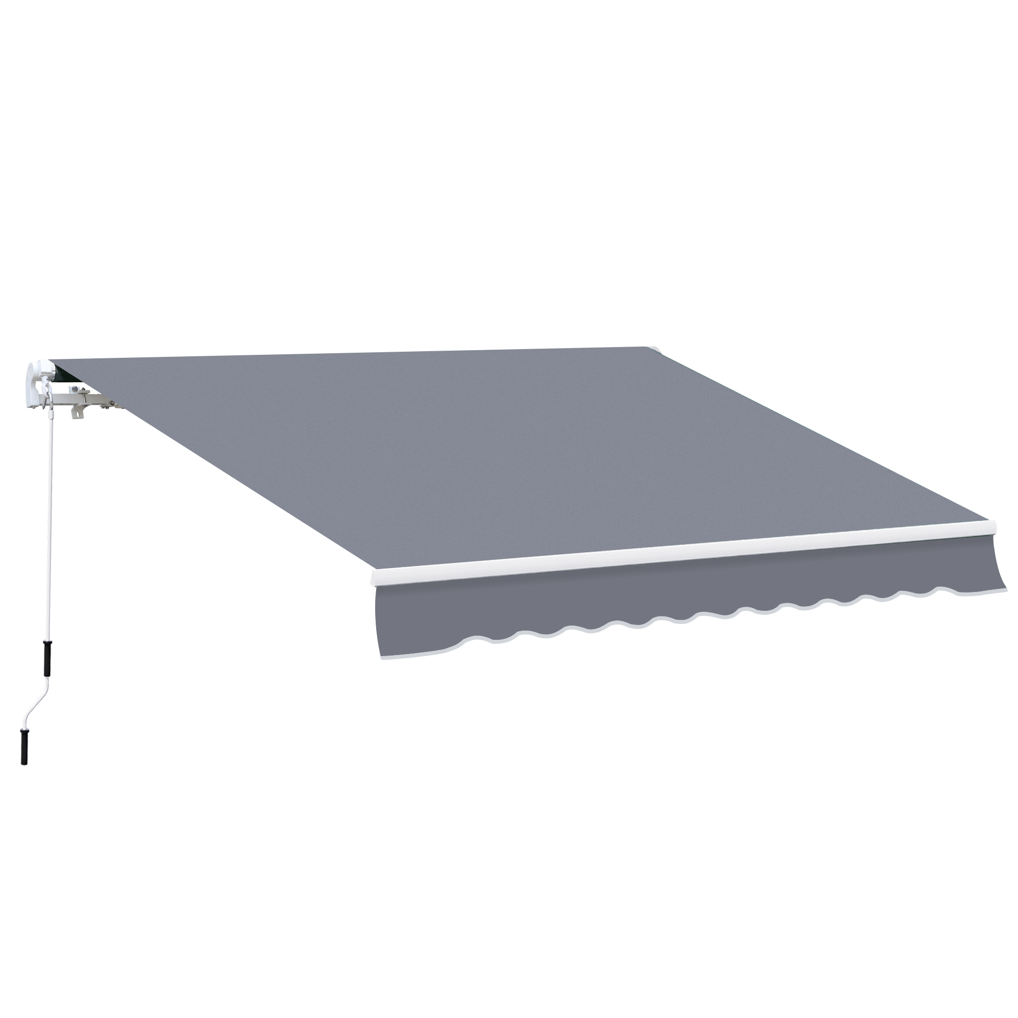 Garden Patio Manual Awning Canopy Sun Shade Shelter Retractable 4m x 3m-Grey - Life Essentials