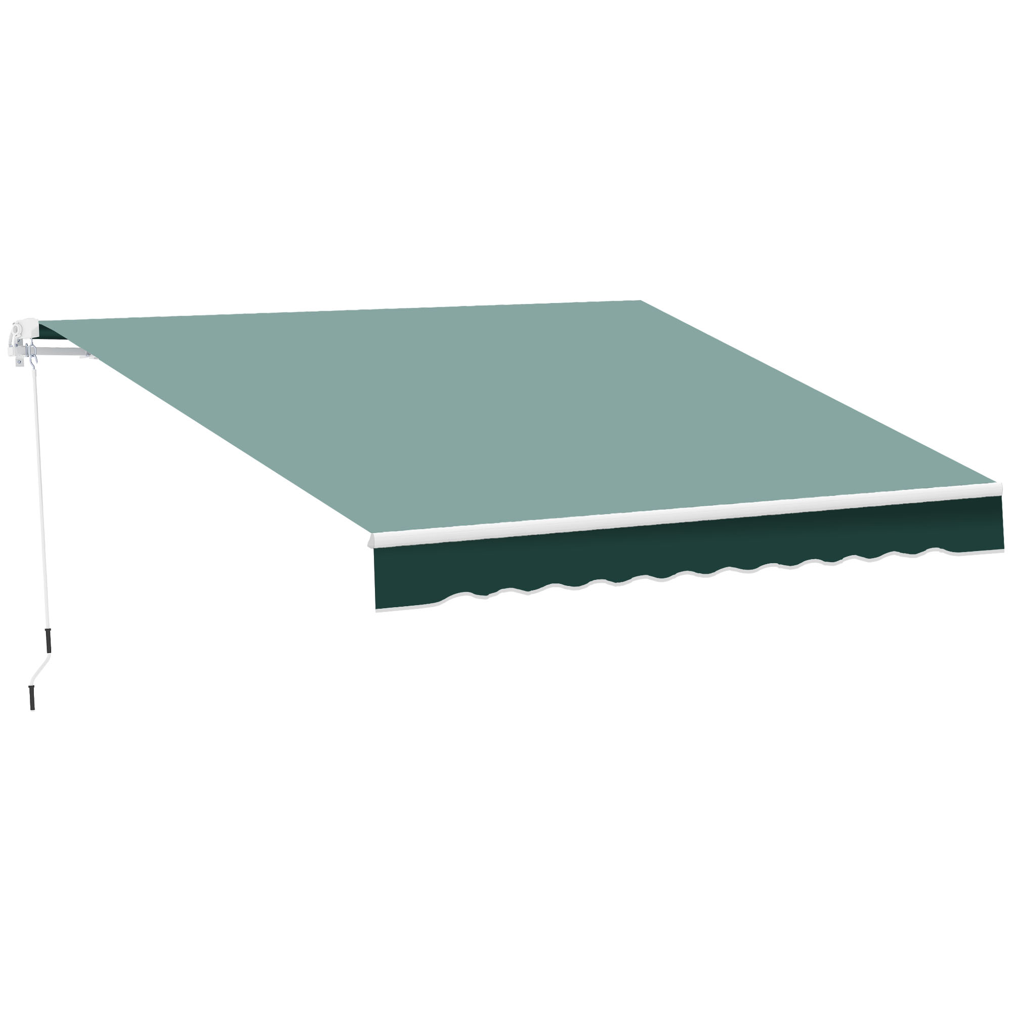 2.5m x 2m Garden Patio Manual Awning Canopy Sun Shade Shelter Retractable with Winding Handle Green - Life Essentials
