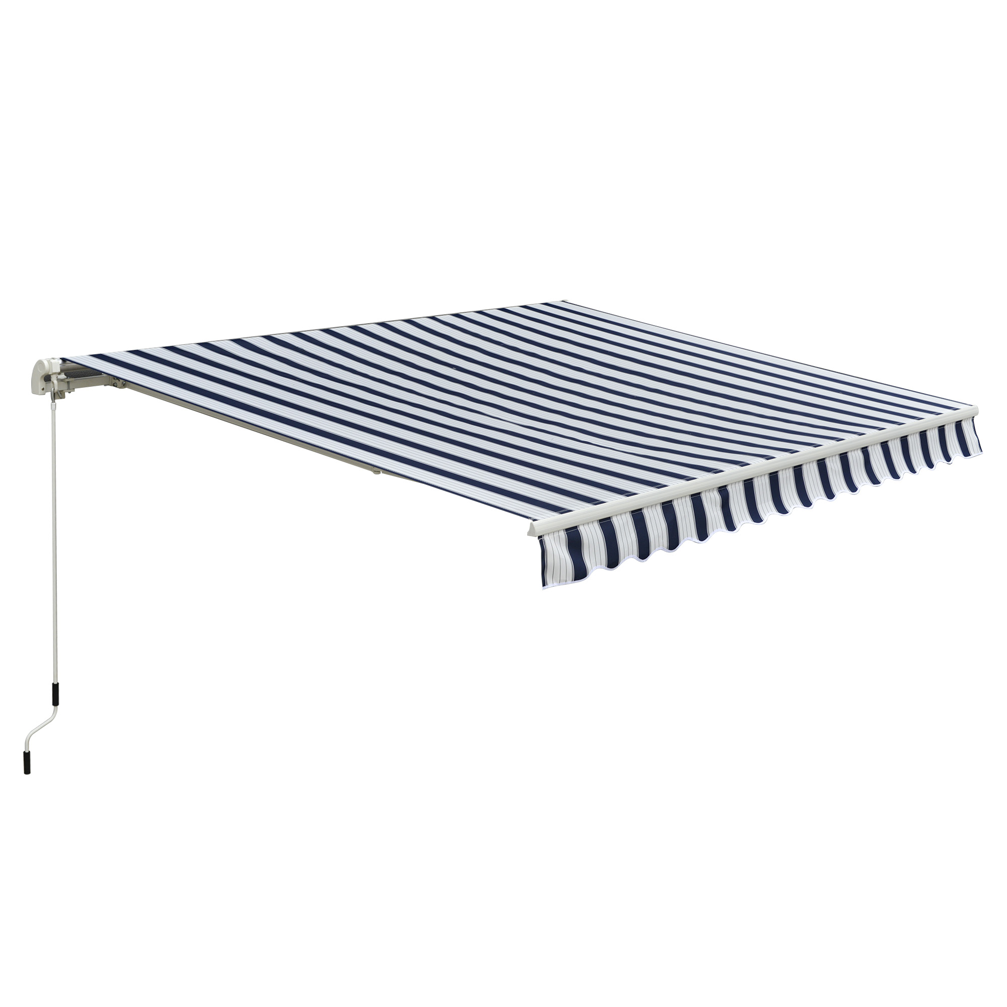 Garden Patio Manual Retractable Awning Canopy Sun Shade Shelter, 3m x 2.5m-Blue/White - Life Essentials