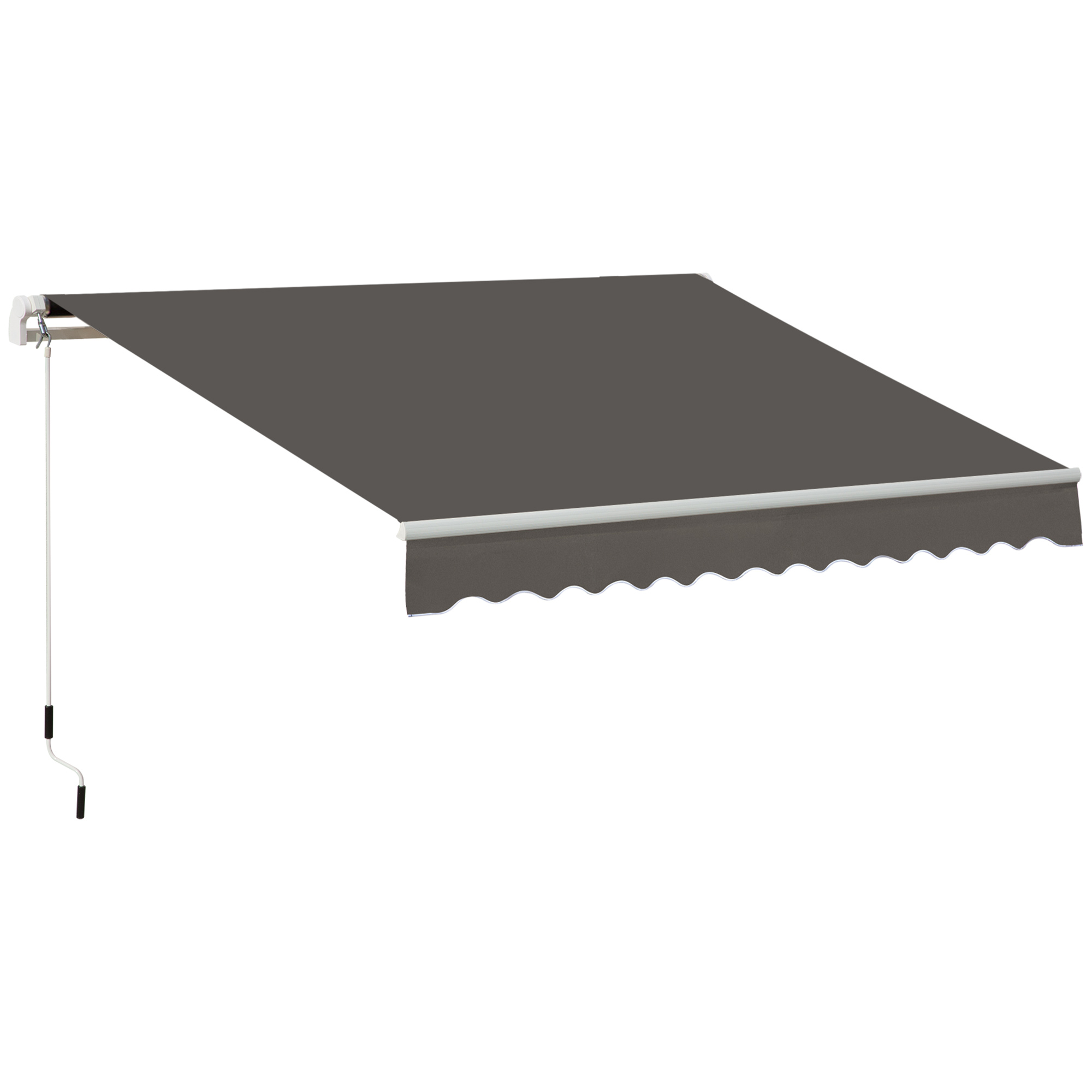 Window Awning Canopy Garden Outdoor Shelter Patio Sun Shade UV Blocker Light Weight Aluminium Frame w/ Hand Crank 3 x 2m Grey - Life Essentials