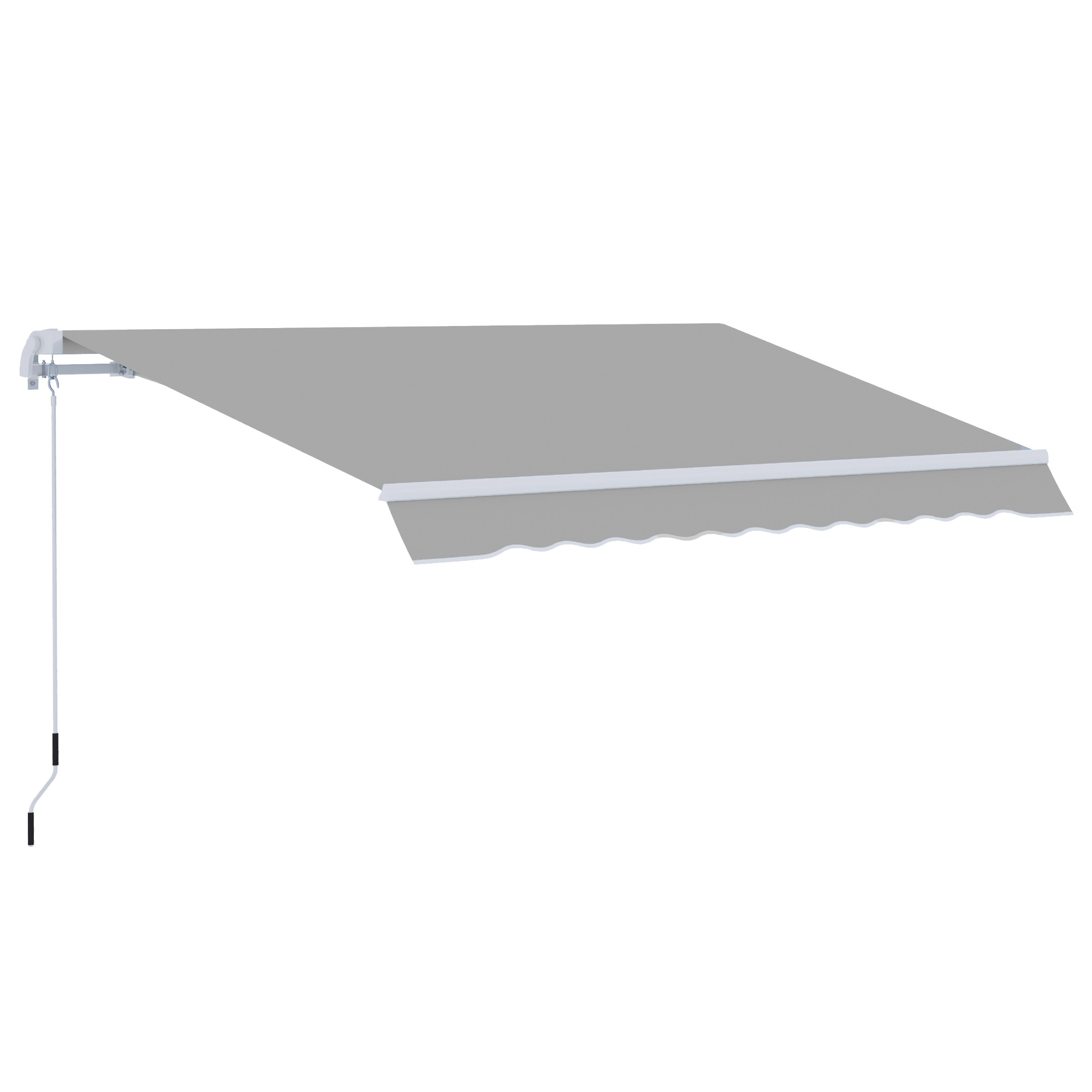 Window Awning Canopy Garden Outdoor Shelter Patio Sun Shade UV Blocker Light Weight Aluminium Frame w/ Hand Crank 3 x 2m Light Grey - Life Essentials