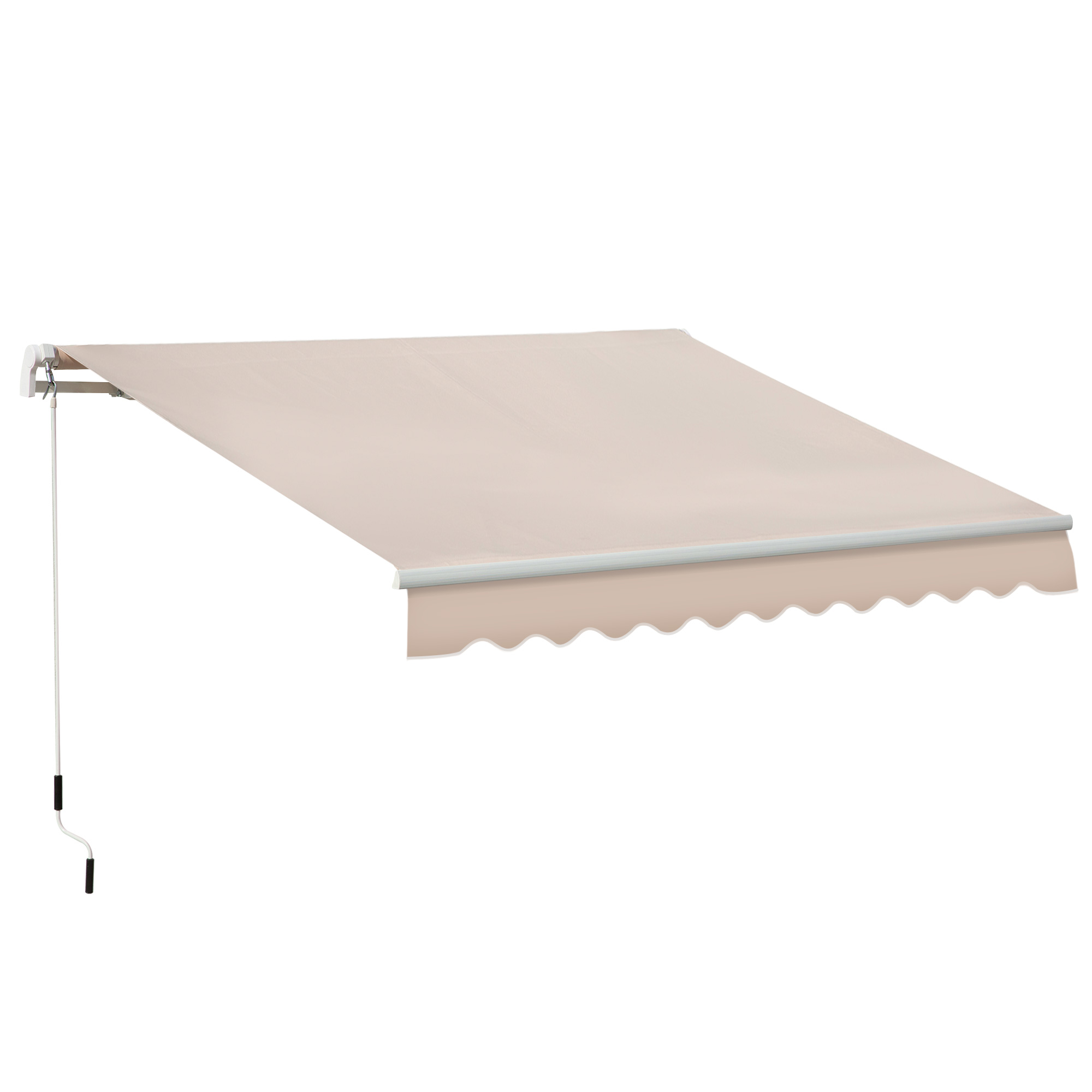 4x2.5m Retractable Manual Awning Window Door Sun Shade Canopy with Fittings and Crank Handle Beige - Life Essentials
