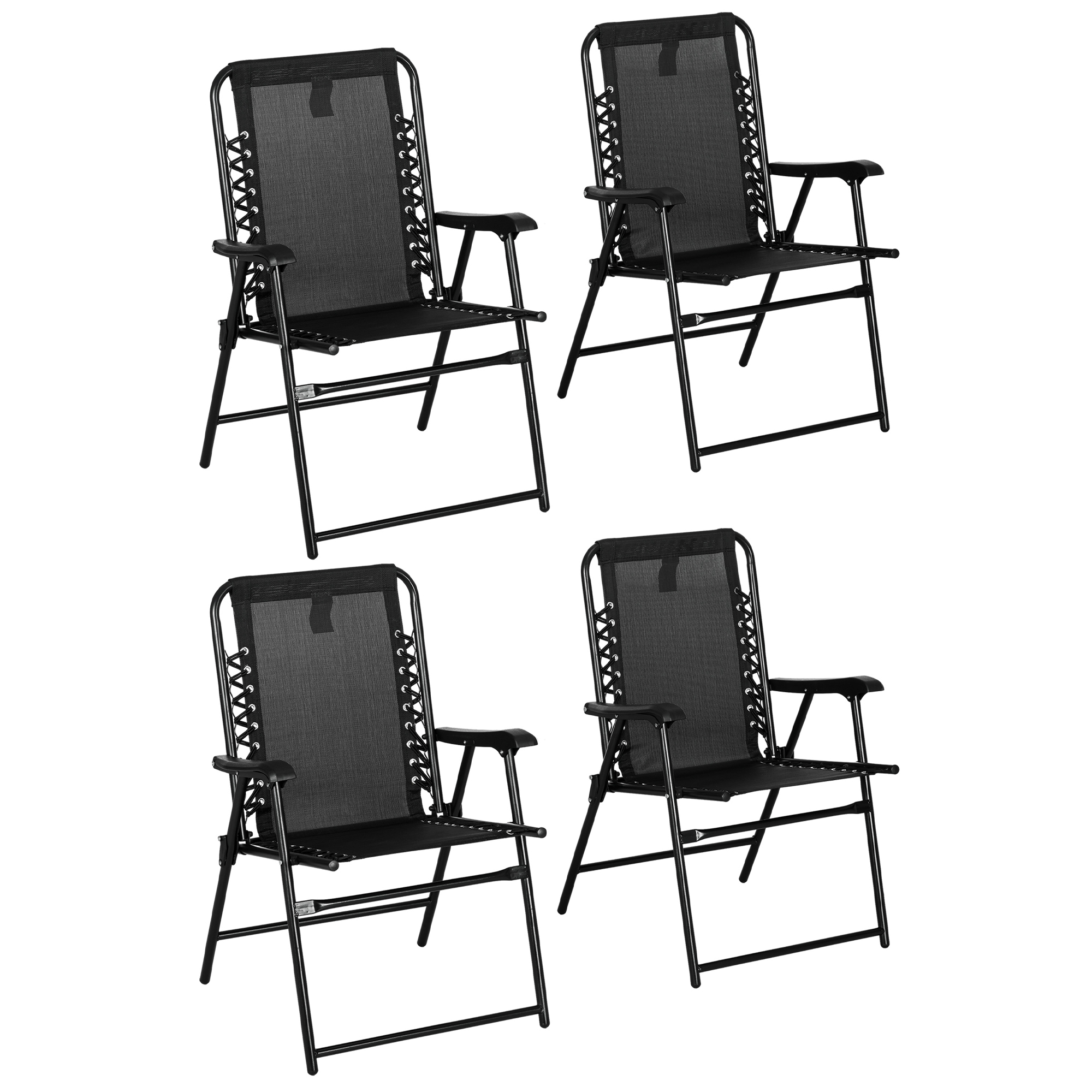 Jones Portable Folding Chairs Set of 4 for Camping - Black - Life Essentials