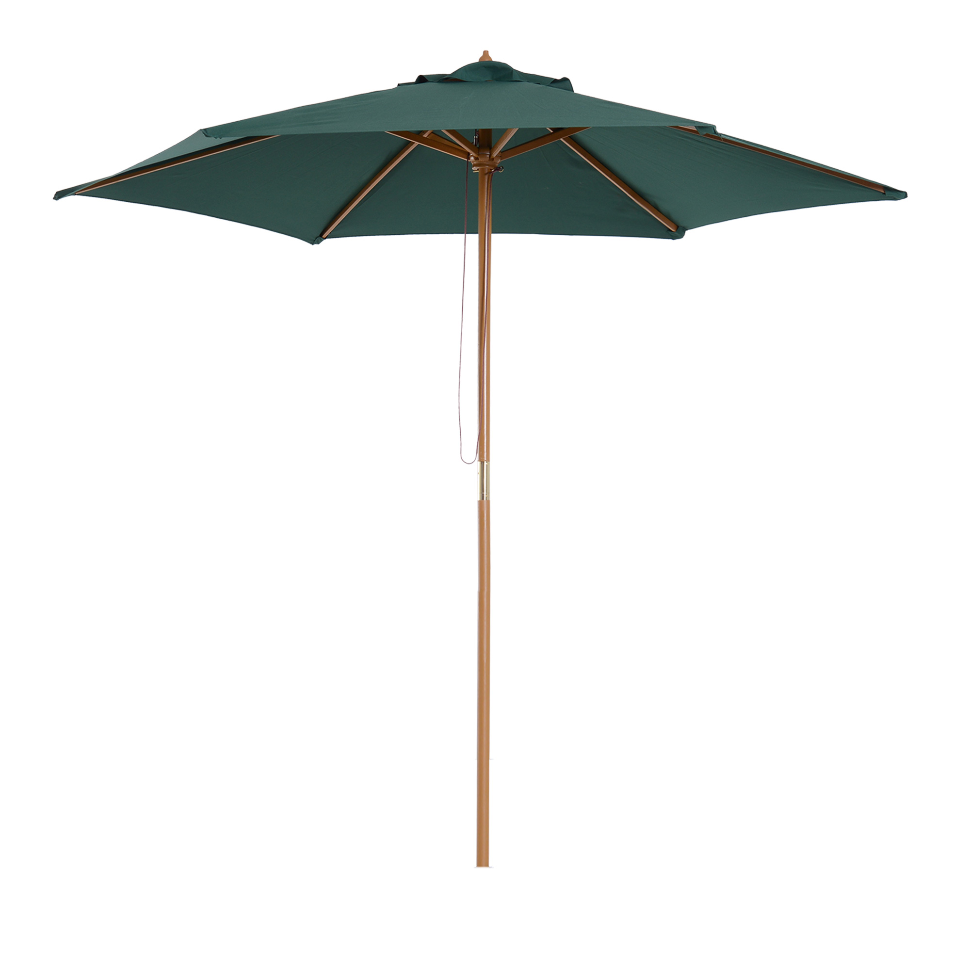 2.5m Wooden Garden Patio Parasol Umbrella-Dark Green - Life Essentials