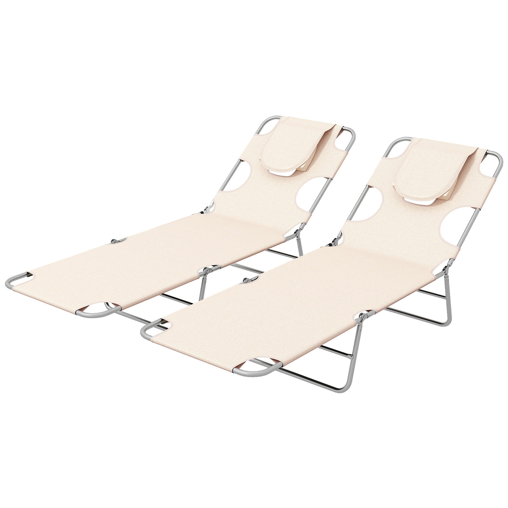 Jones 2-Pack Beach Chaise Lounges with Reading Hole - Dark Grey - Life Essentials