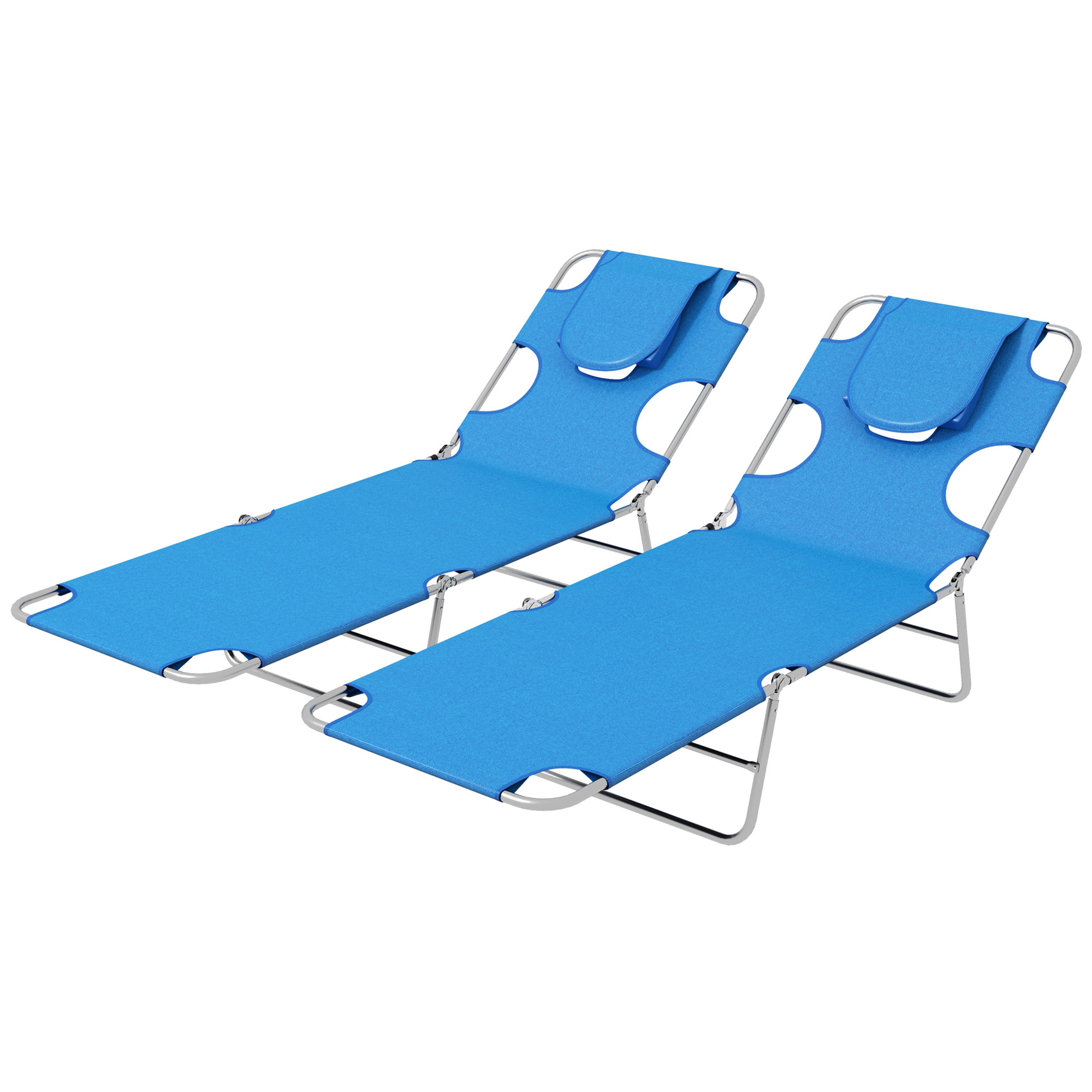 Jones 2-Pack Foldable Sun Lounger with Reading Hole - Dark Grey - Life Essentials