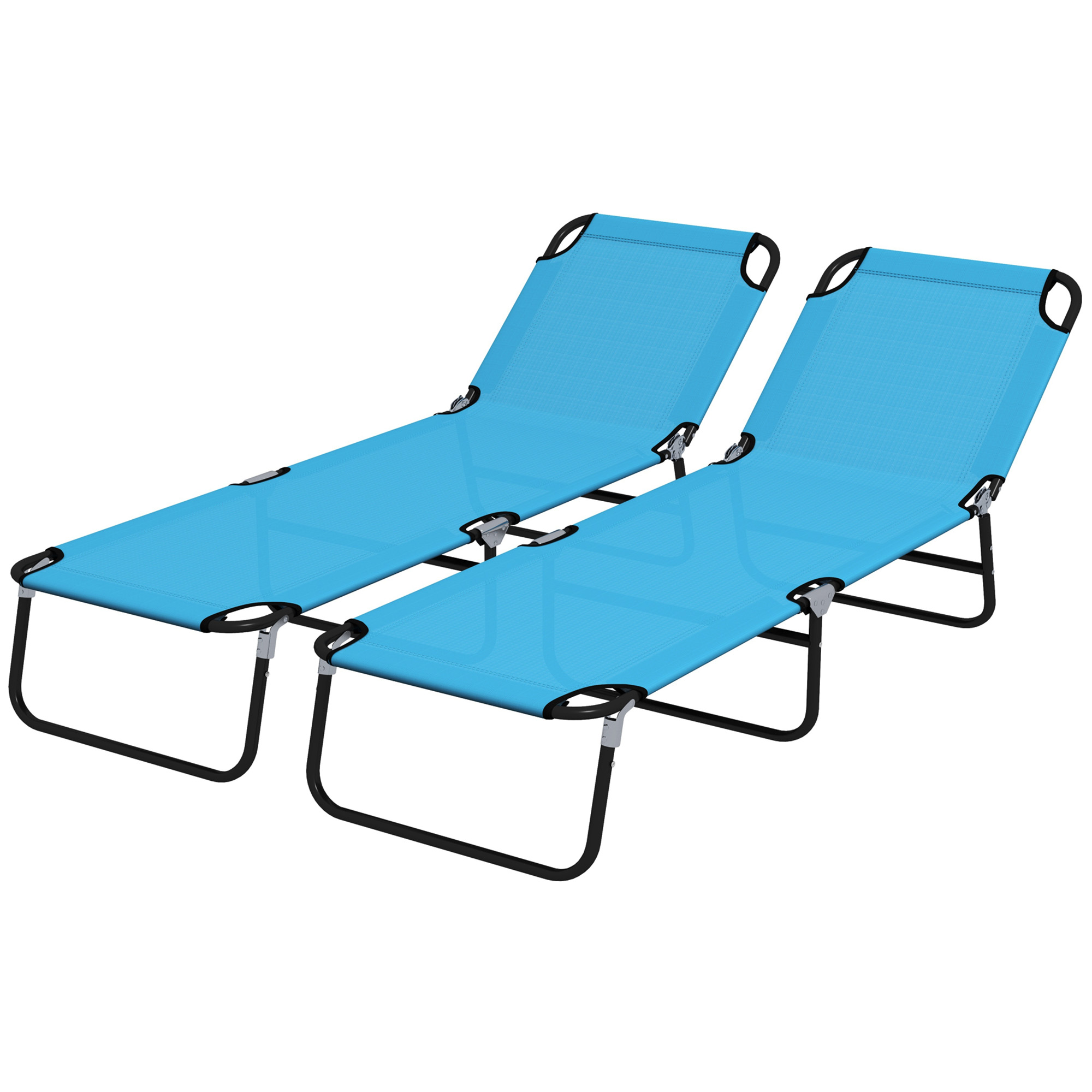 Jones 2-Pack Sun Lounger Set with 5-Position Backrest - Sky Blue - Life Essentials