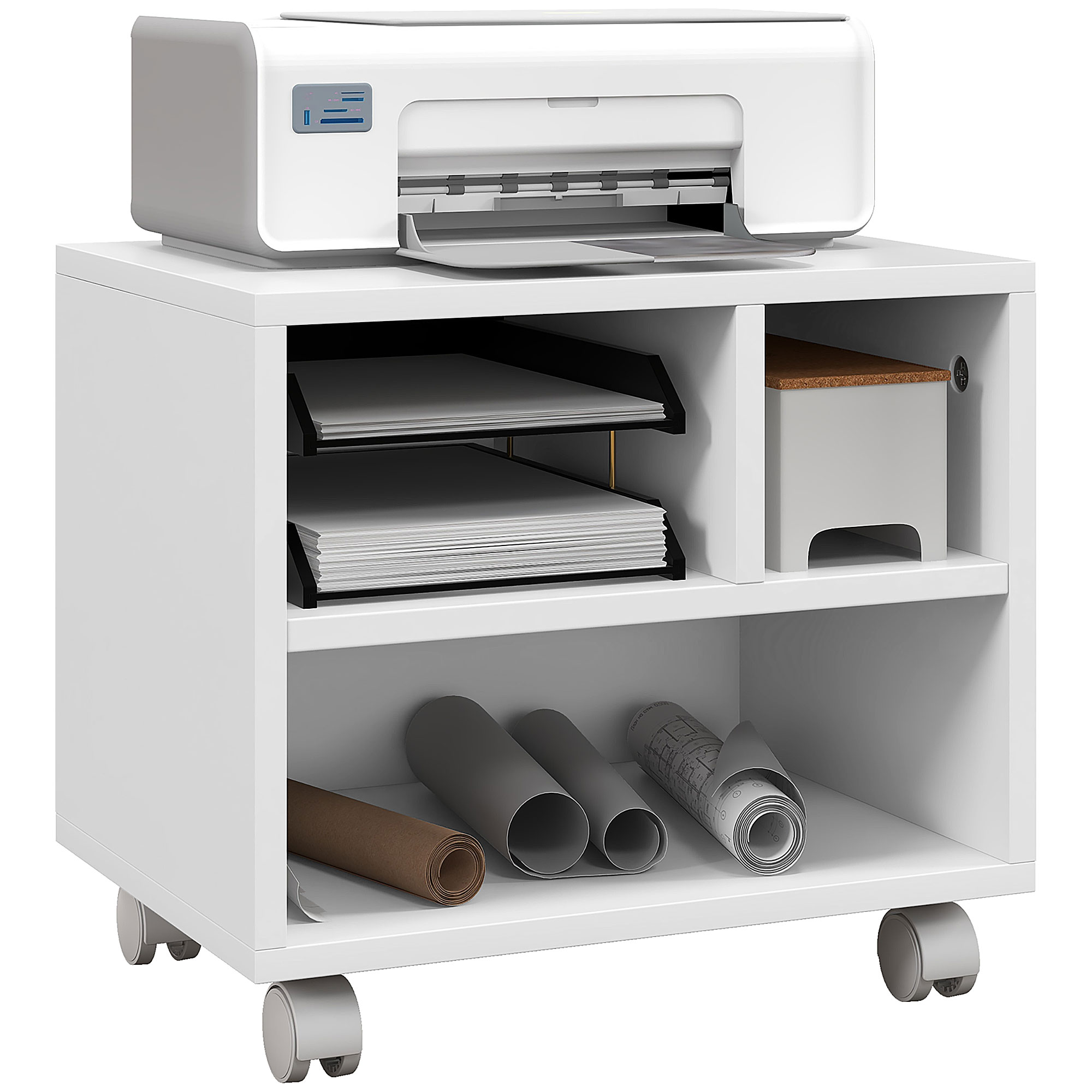 Scott 2-Tier Printer Stand with Storage Under Desk Printer - White - Life Essentials