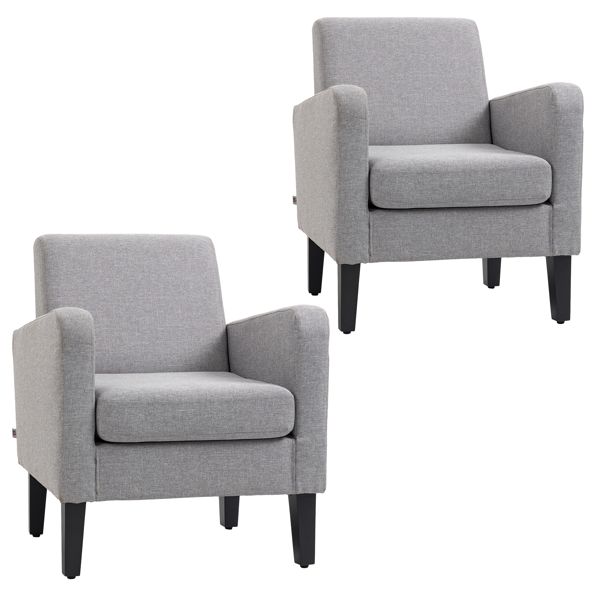 Scott 2 Pieces Modern Armchairs with Rubber Wood Legs - Light Grey - Life Essentials