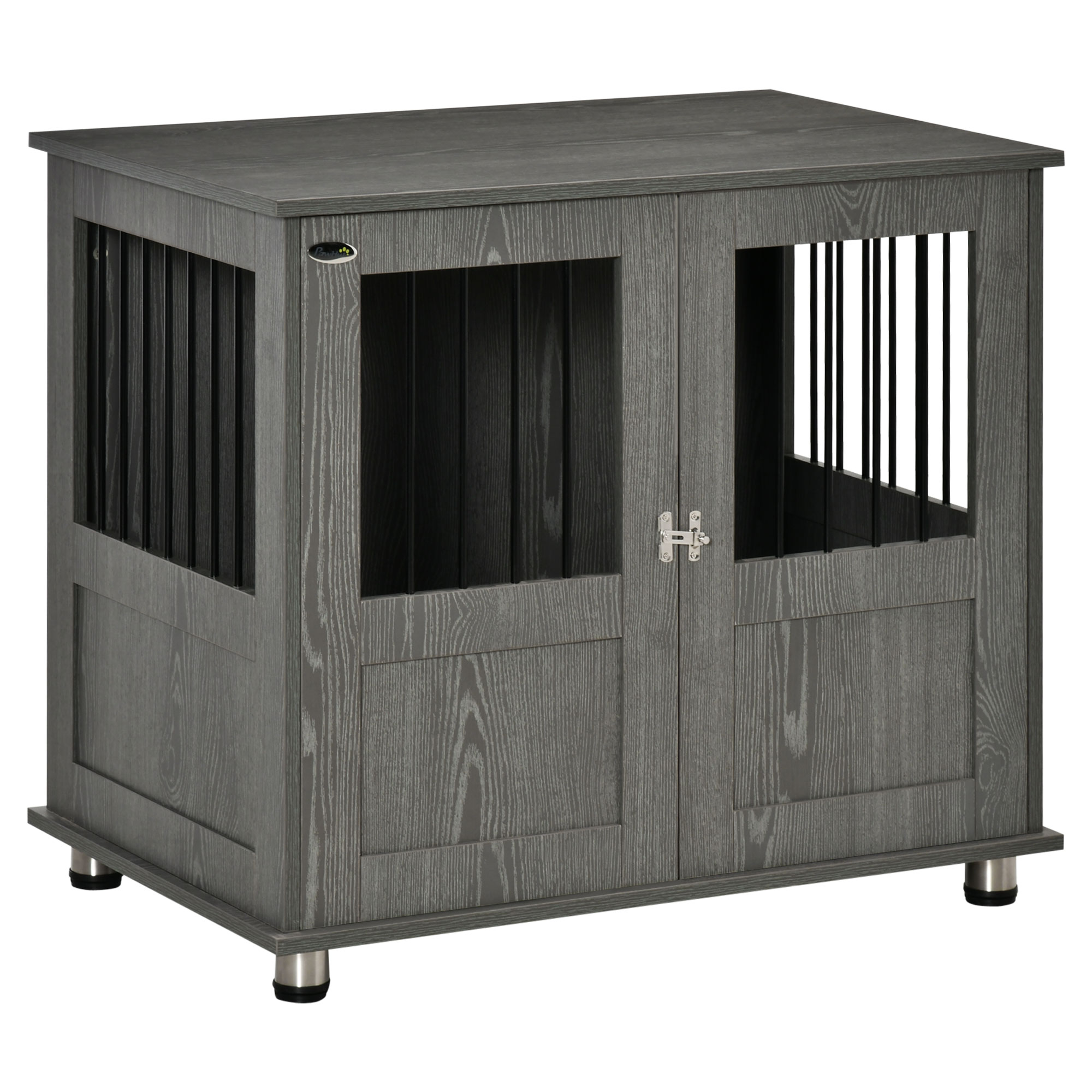 Dog Crate Furniture End Table, Pet Kennel for Small and Medium Dogs with Magnetic Door Indoor Animal Cage, Grey, 85 x 55 x 75 cm - Life Essentials