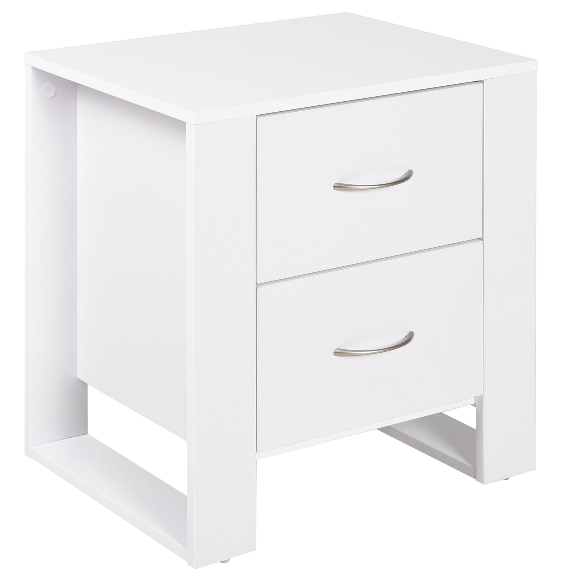 Bedside Table - PERTH 2 Drawer Nightstand White 48cm - Life Essentials