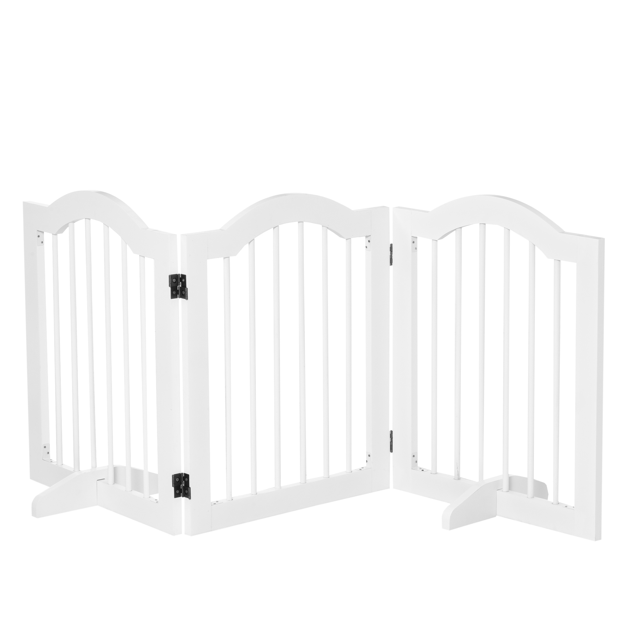 Dog Gate Wooden Foldable Small Sized Pet Gate Stepover Panel with Support Feet Freestanding Safety Barrier for the House Doorway Stairs White - Life 