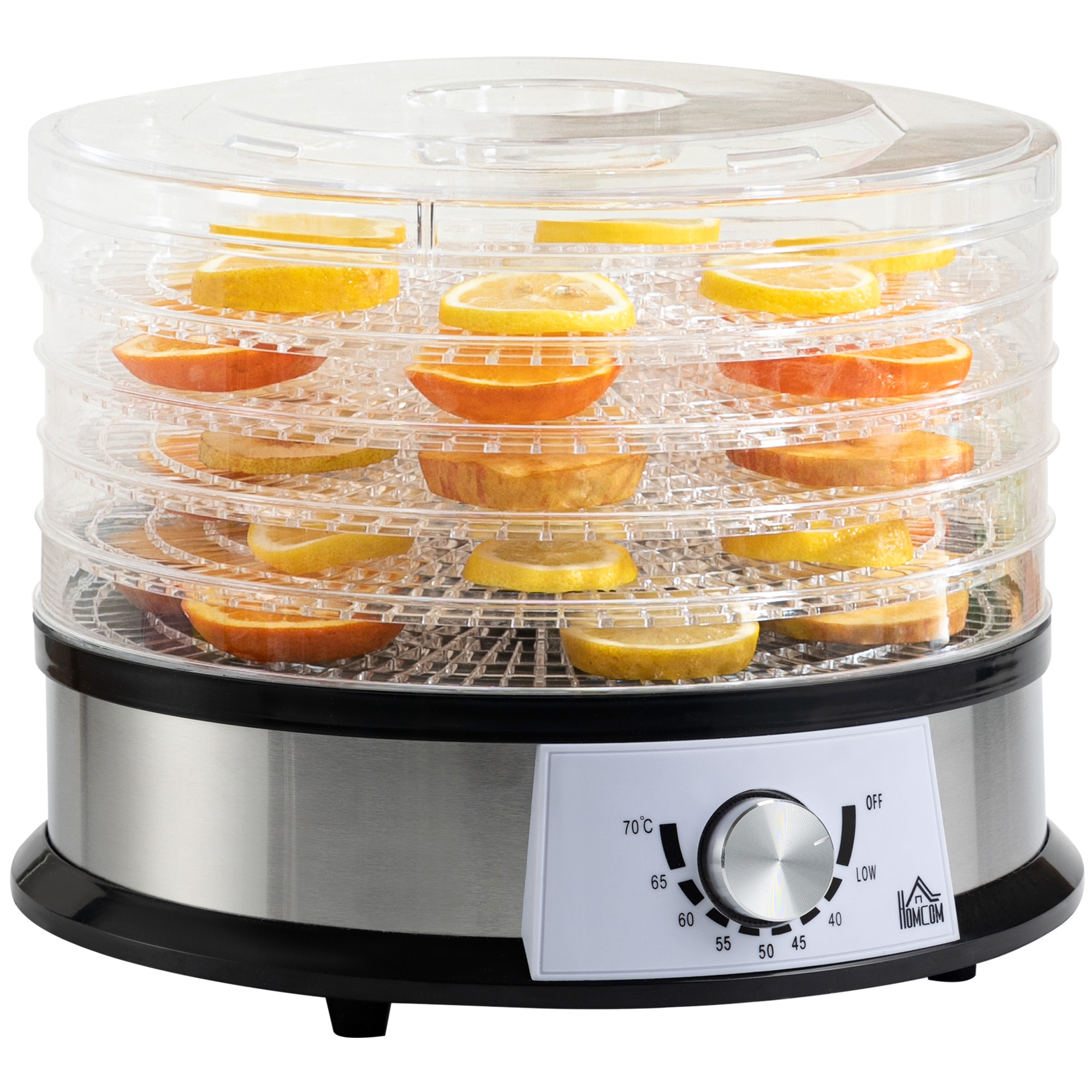 5 Tier Food Dehydrator, 250W Stainless Steel Food Dryer Machine with Adjustable Temperature for Drying Fruit, Meat, Vegetable, Silver - Life 