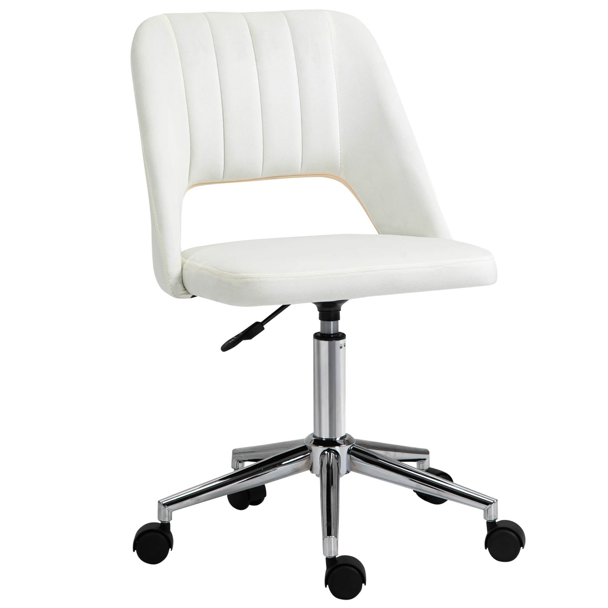 VONSETTA Armless Velvet-Feel Office Chair - Cream White - Life Essentials