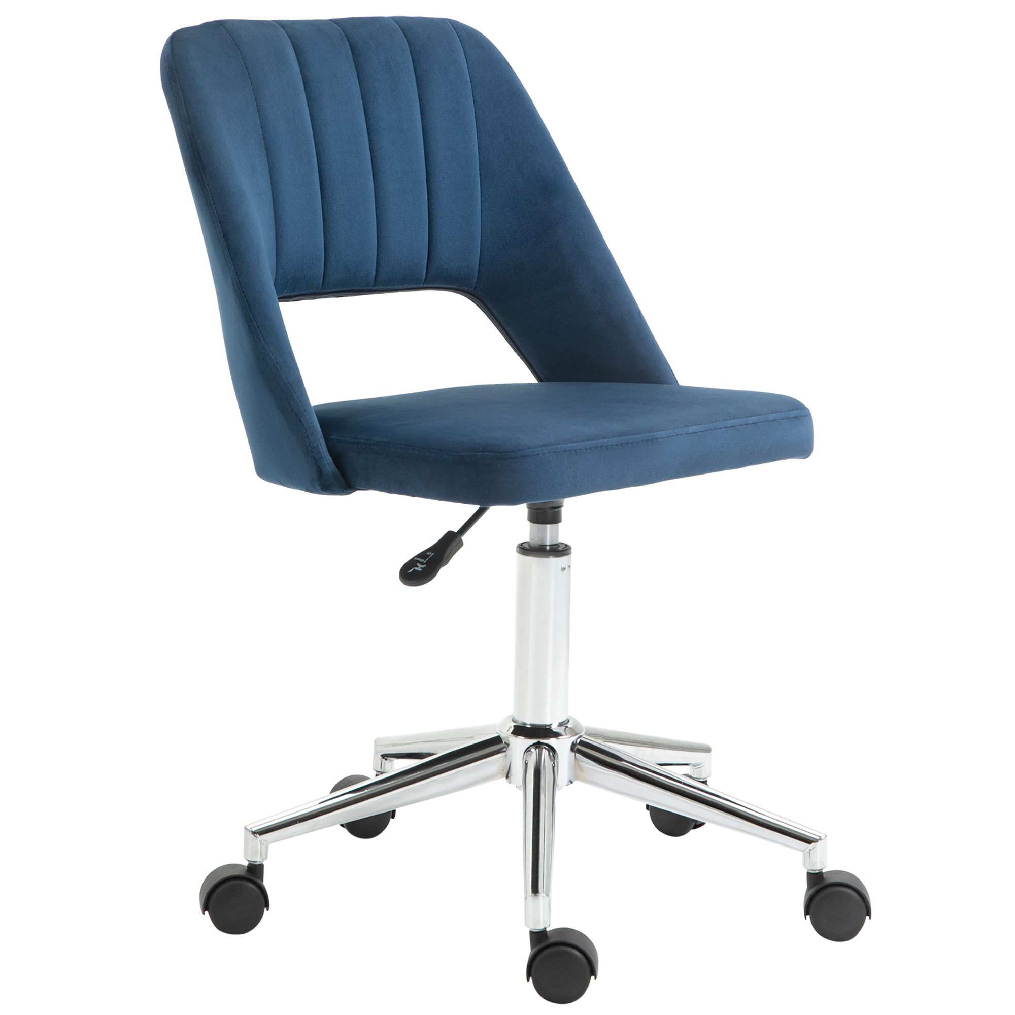 VONSETTA Armless Velvet-Feel Office Chair - Dark Blue - Life Essentials