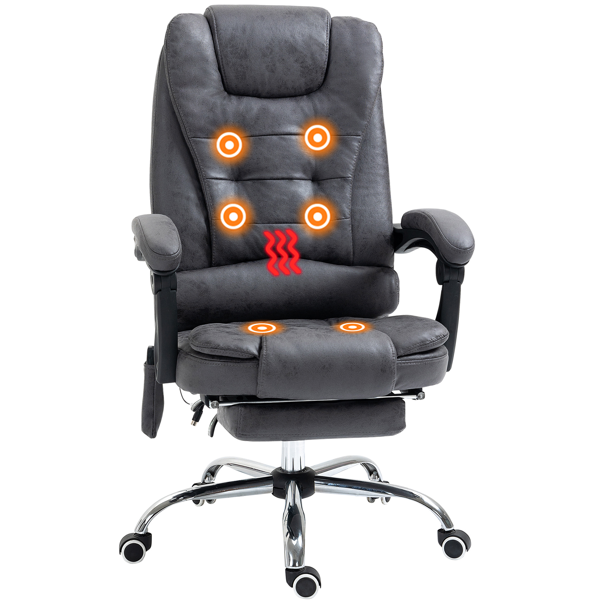 Heated 6 Points Vibration Massage Executive Office Chair Adjustable Swivel Ergonomic High Back Desk Chair Recliner with Footrest Dark Grey - Life 