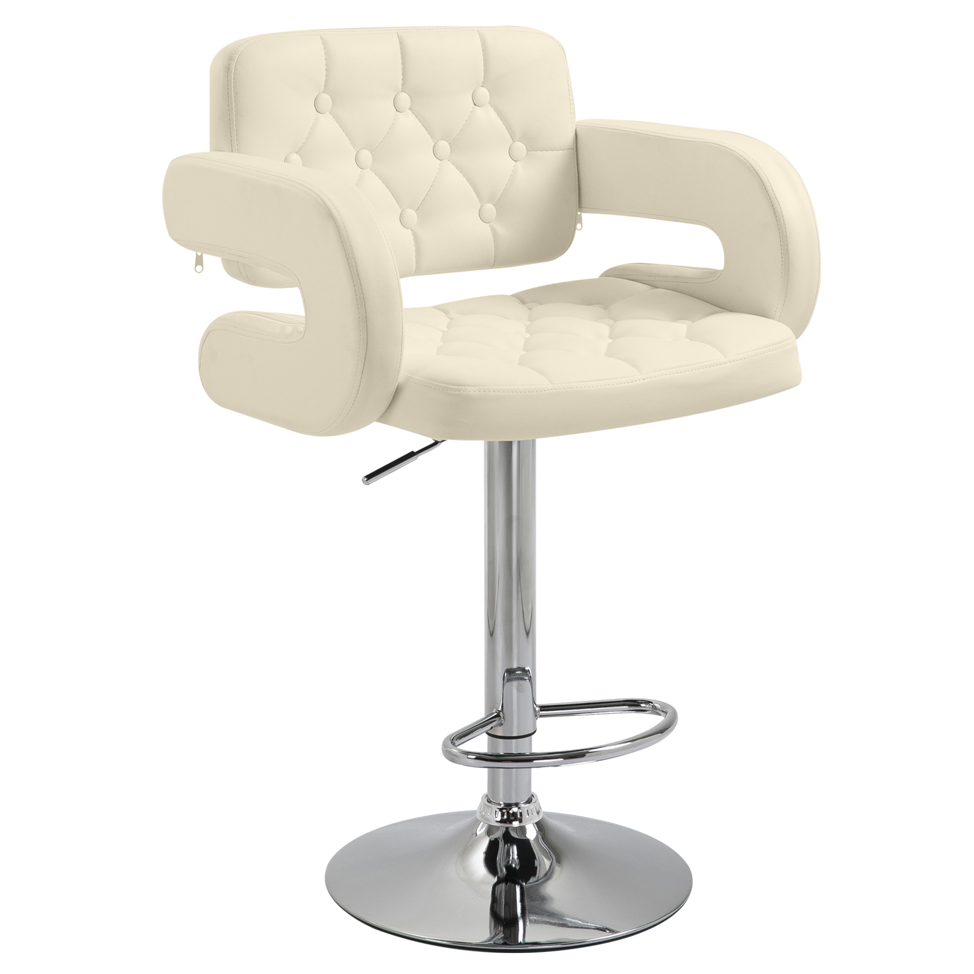 PU Leather Swivel Bar Stool Adjustable Height with Back Armrest Footrest - Life Essentials