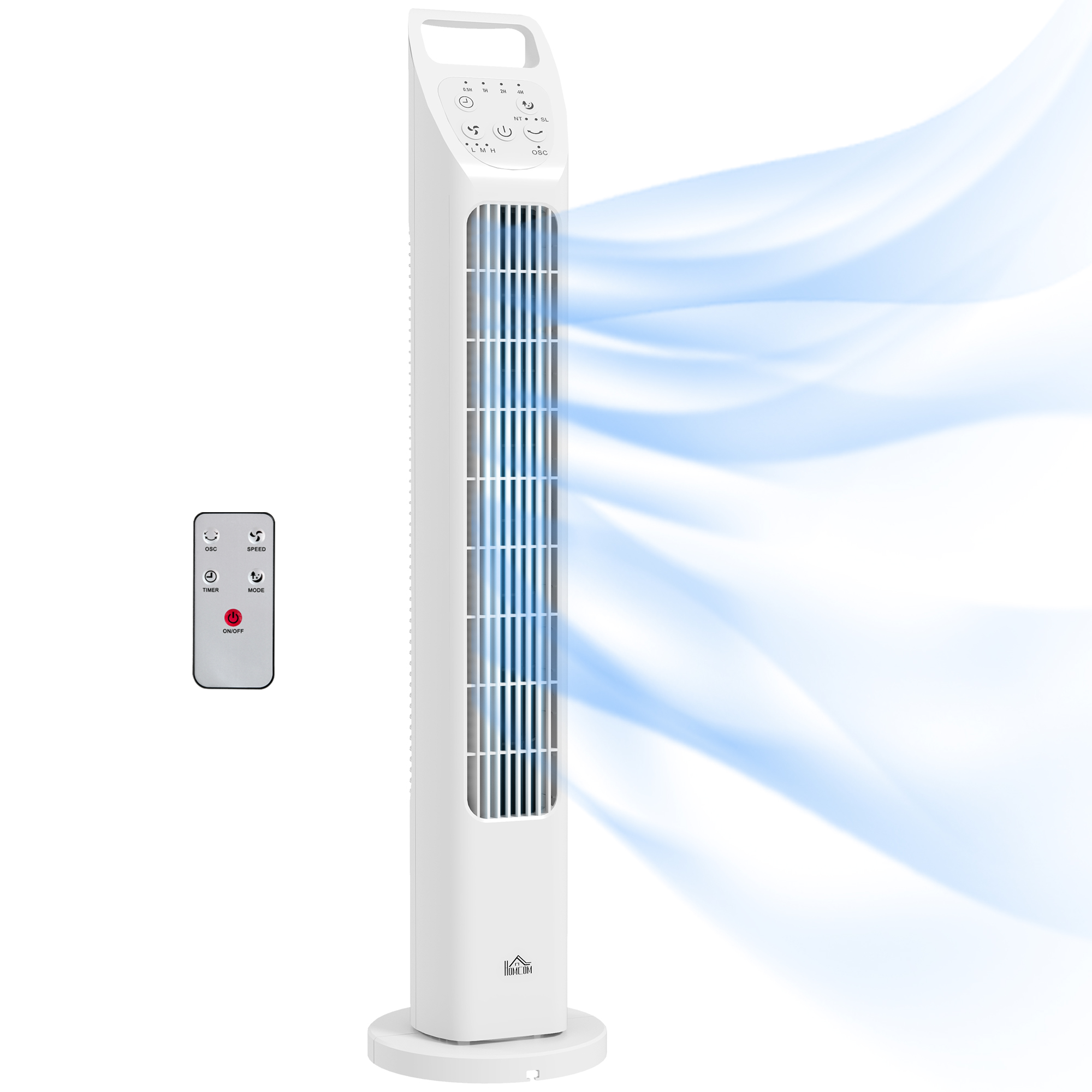 Scott 31 Inch Oscillating Tower Fan with Remote Control and Quiet Operation - White - Life Essentials