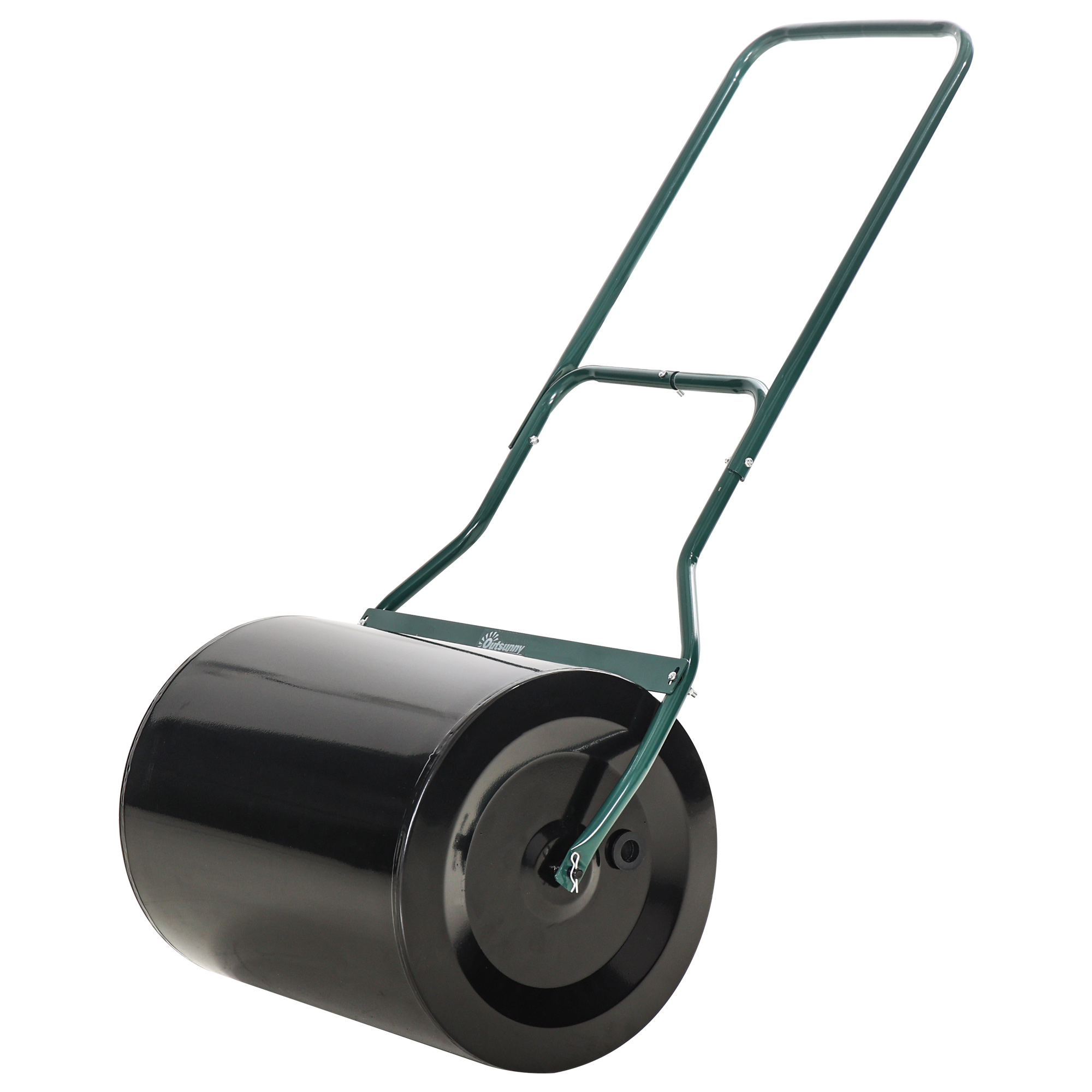?50cm Steel Garden Lawn Roller Push Pull w/ Fillable Cylinder Water Sand Plug Lawn Flatten Seed Sow Rolling Drum w/ Handle - Life Essentials