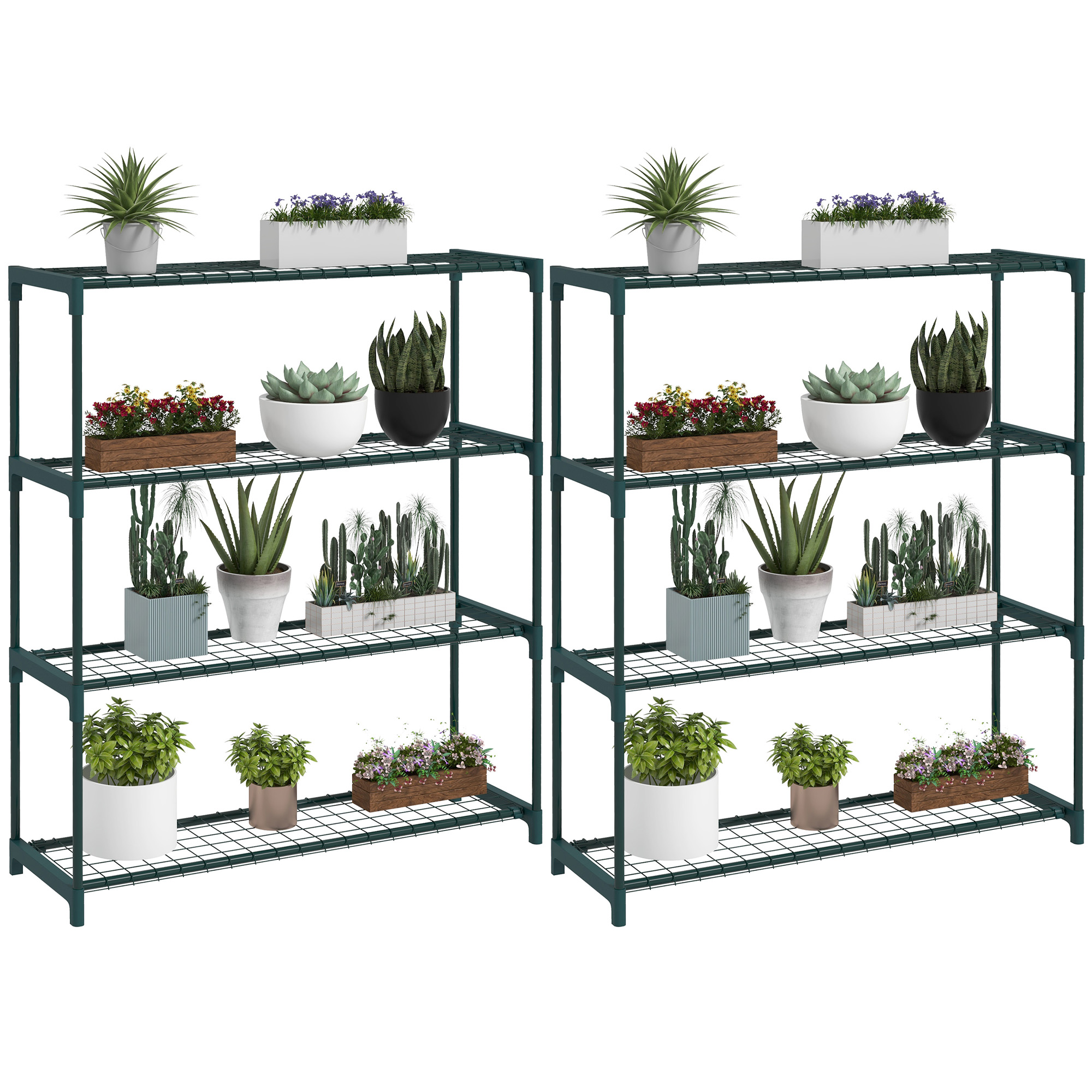 SUNVISTA Four-Tier Steel Plant Shelf - Black - Life Essentials
