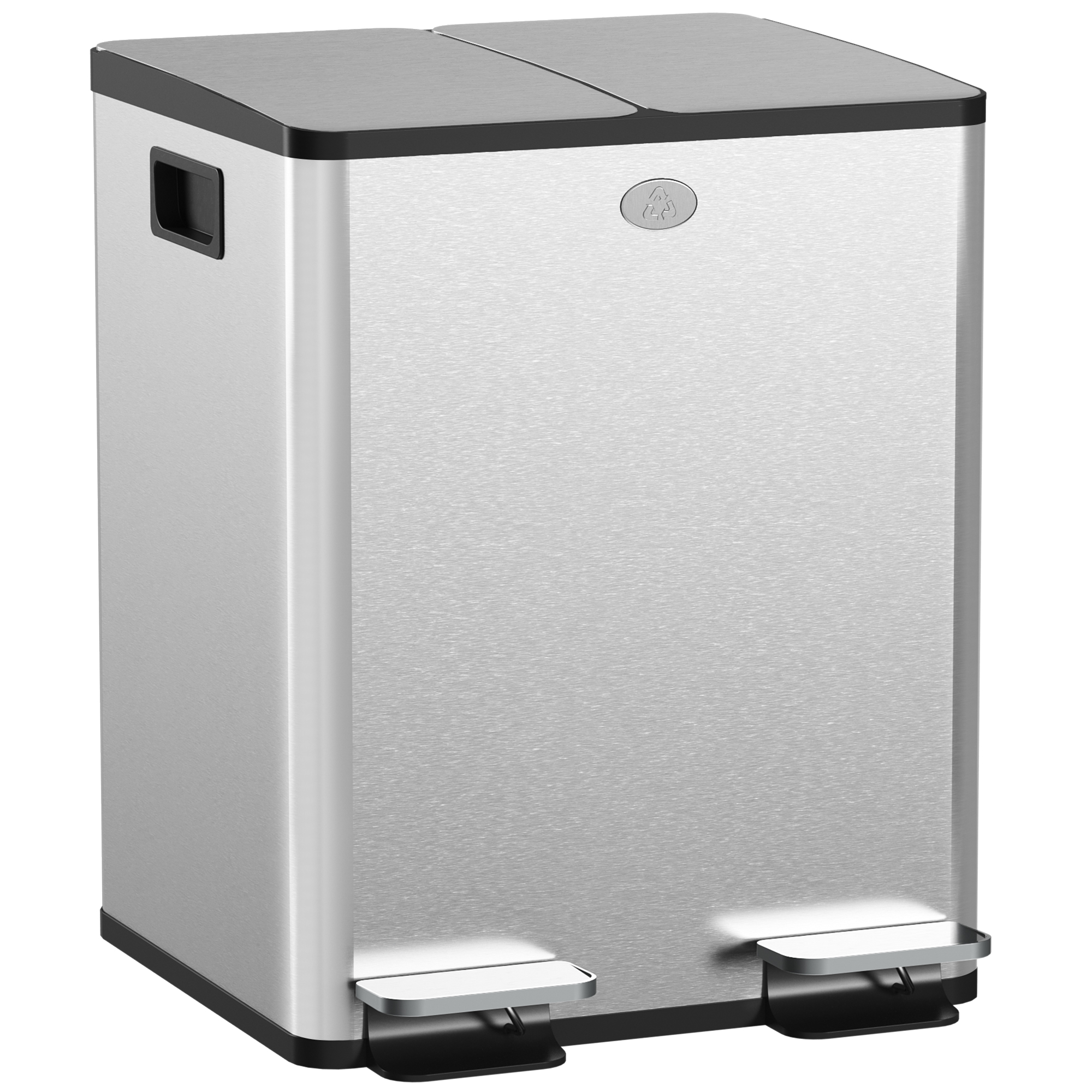 Scott 2 x 20L Steel Dual Kitchen Bin with Soft Close Lid - Silver - Life Essentials