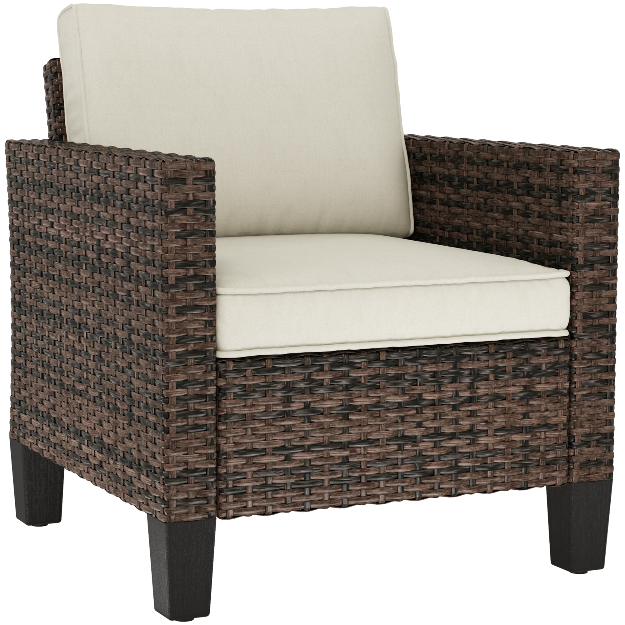 SUNVISTA Single Rattan Armchair, with Cushions - Brown - Life Essentials