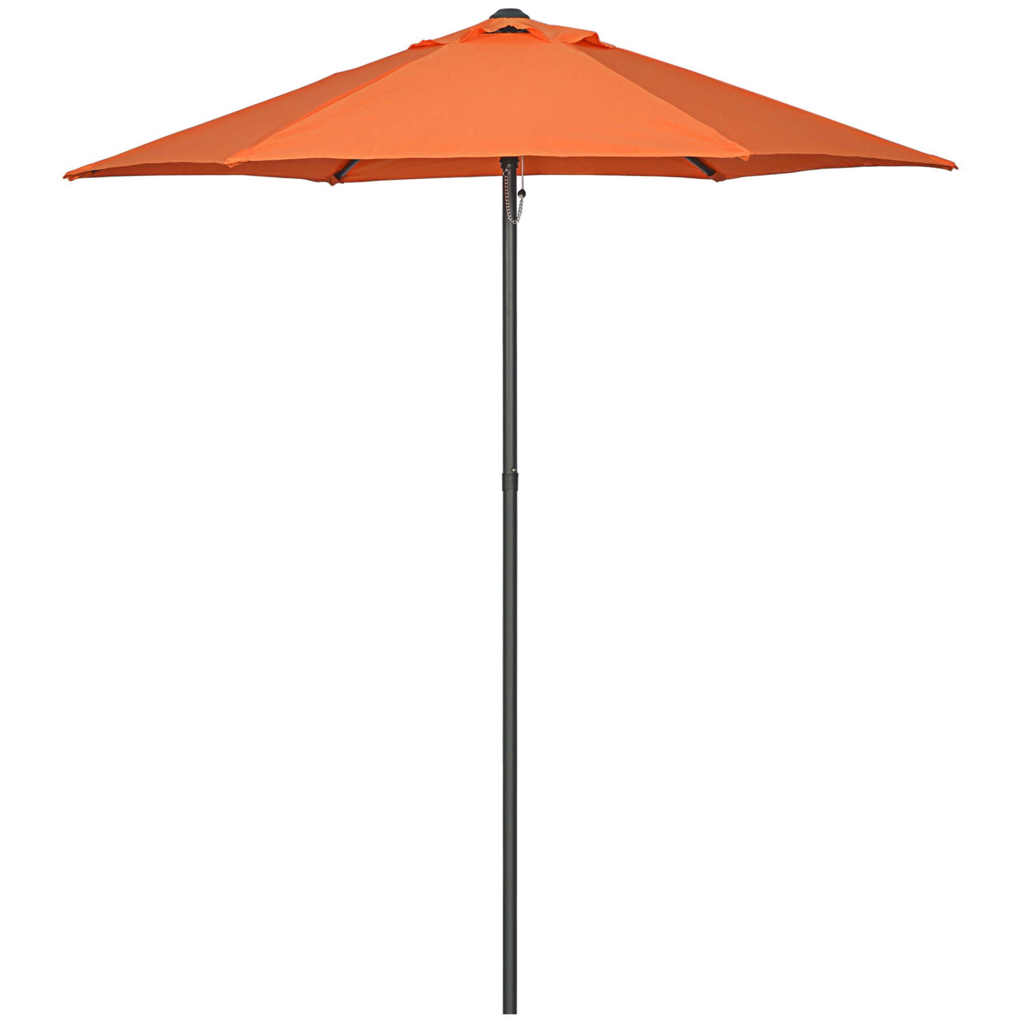 2m Patio Parasols Umbrellas, Outdoor Sun Shade with 6 Sturdy Ribs for Balcony, Bench, Garden, Orange - Life Essentials