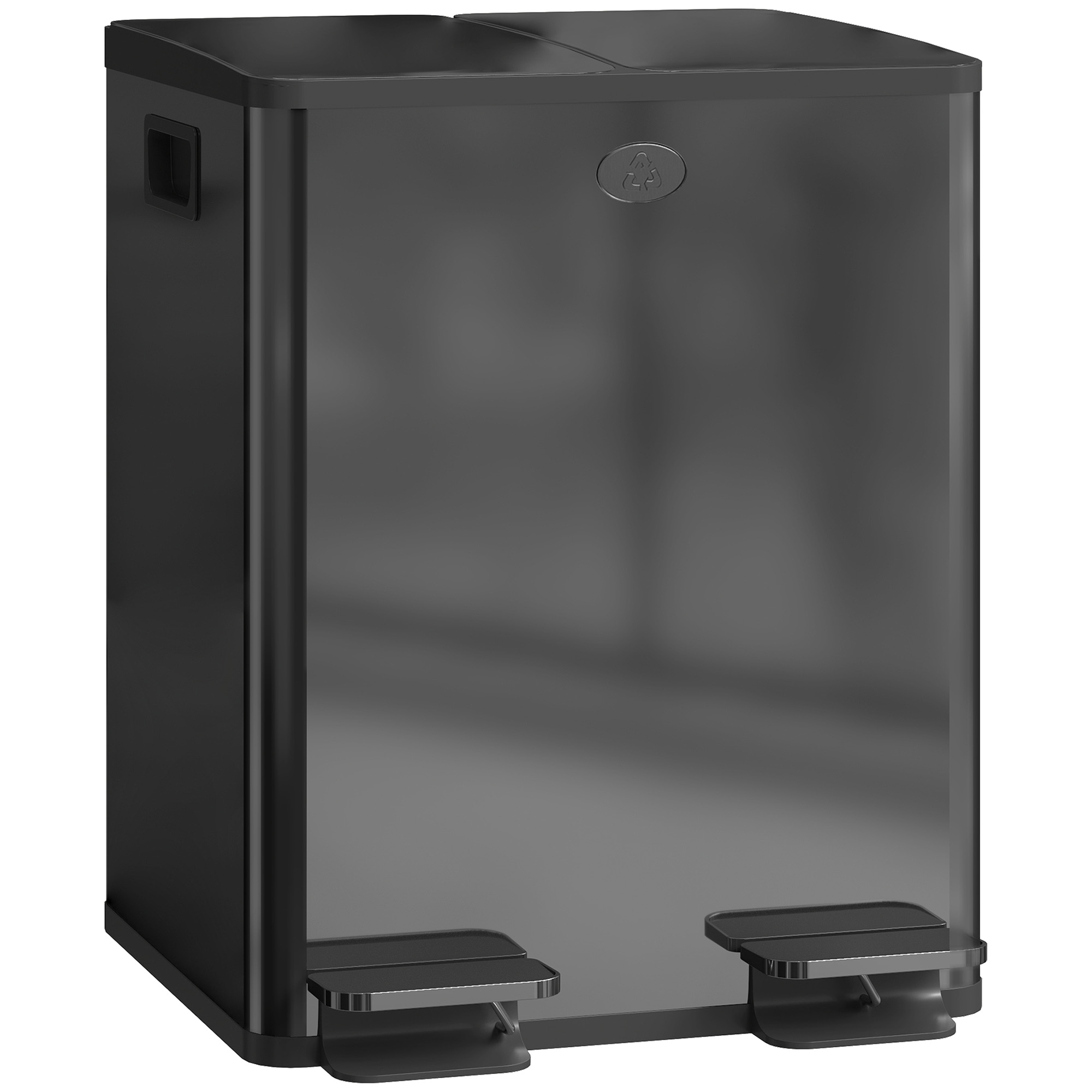 HERON 40L Dual Compartment Stainless Steel Bin, with Deodoriser Holders - Black - Life Essentials