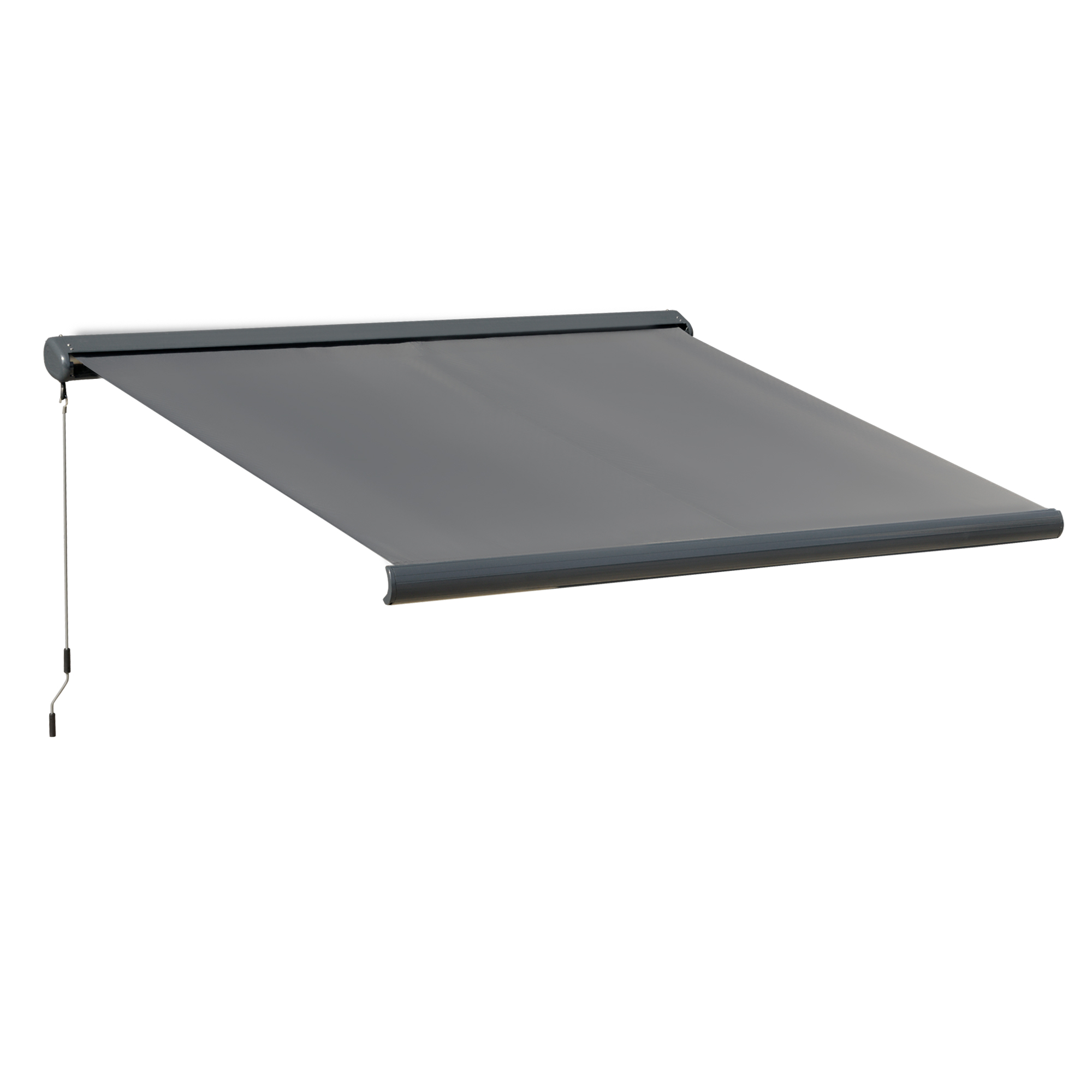 Cassette Electric Motorised Manual Awning Door Window Patio Canopy Retractable Sun Shade w/ R/C, 300x250cm Grey - Life Essentials