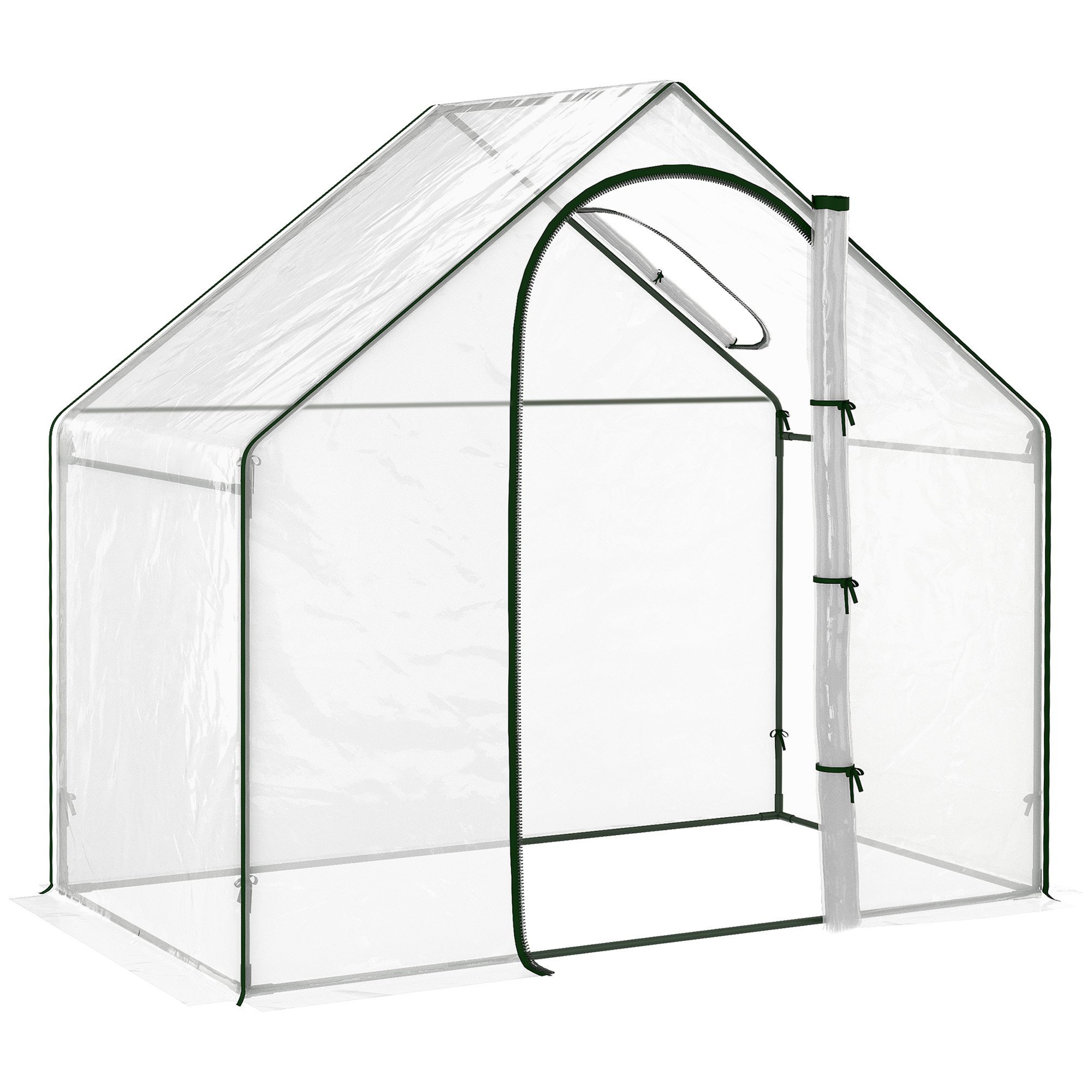 Walk In PVC Greenhouse Garden Outdoor Flower Planter Steel Frame w/ Zipped Door & Window 180 x 100 x 168CM White - Life Essentials