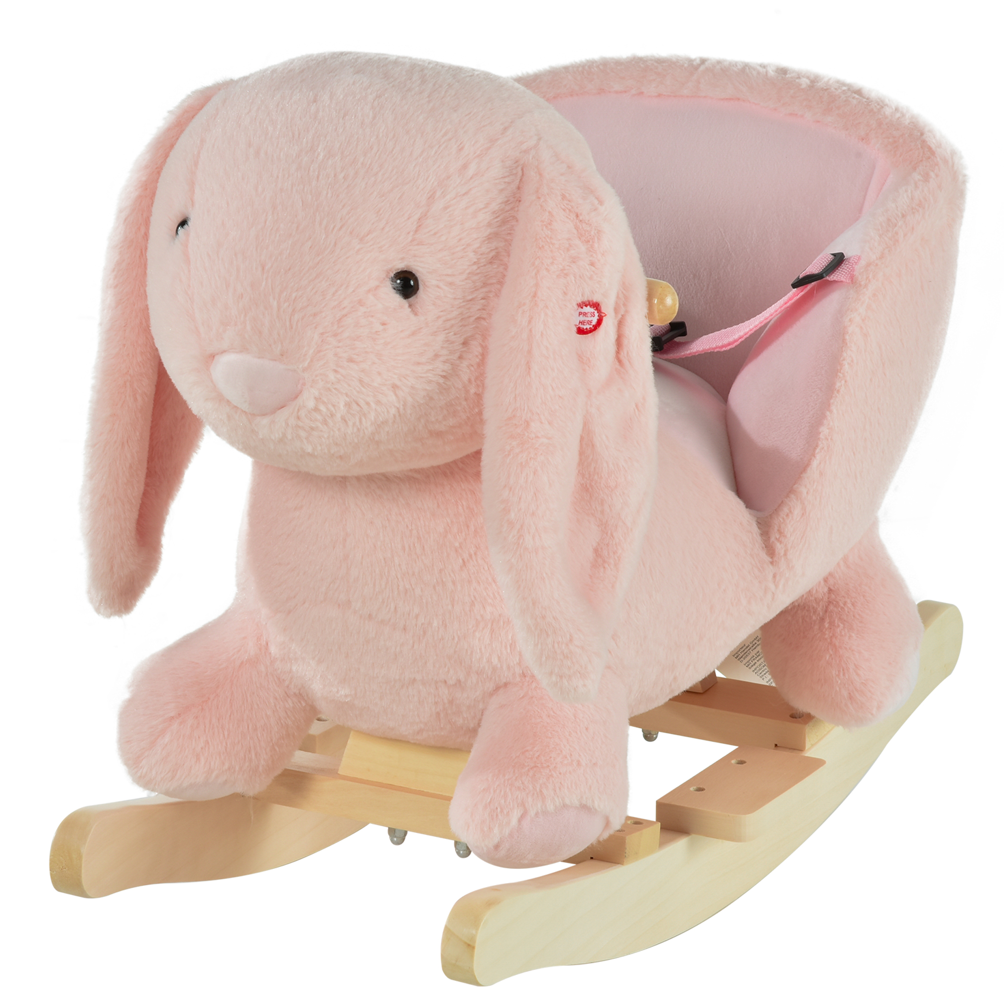 Toddlers Rabbit Plush Rocking Ride On w/ Sound Pink - Life Essentials