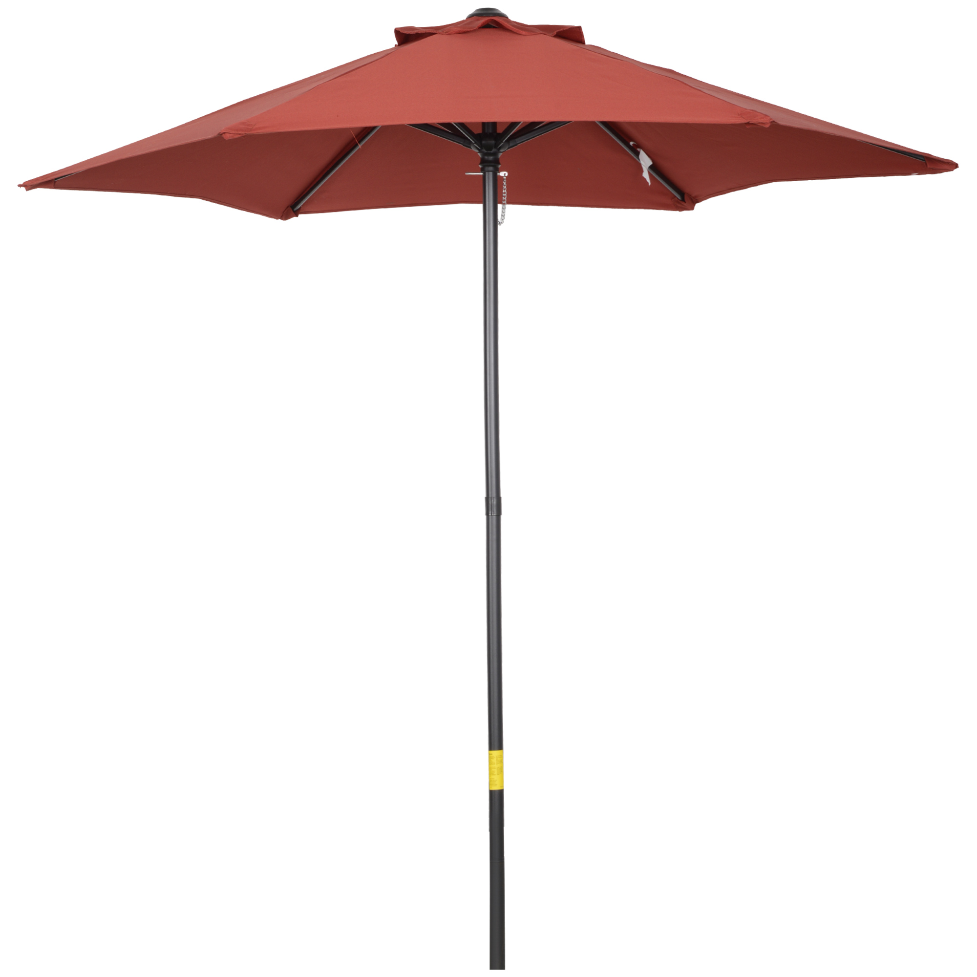 2m Patio Parasols Umbrellas, Outdoor Sun Shade with 6 Sturdy Ribs for Balcony, Bench, Garden, Wine Red - Life Essentials