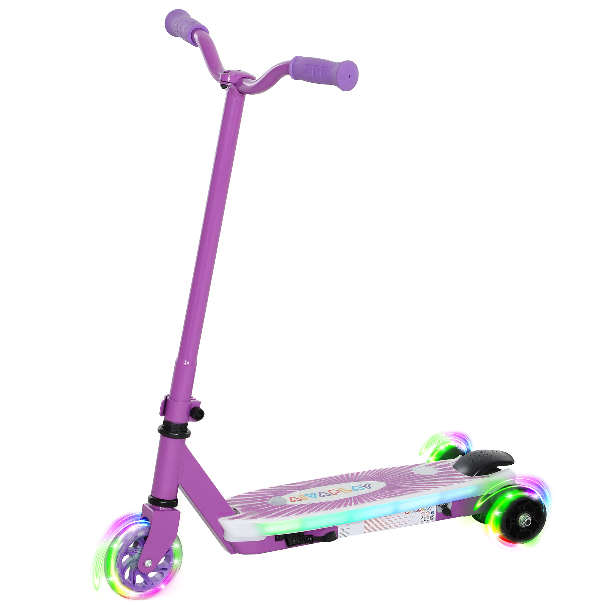AIVAGO Kids Electric Scooter Ages 4-7 with Rear Wheels, LED Lights & Brake, Purple - Life Essentials