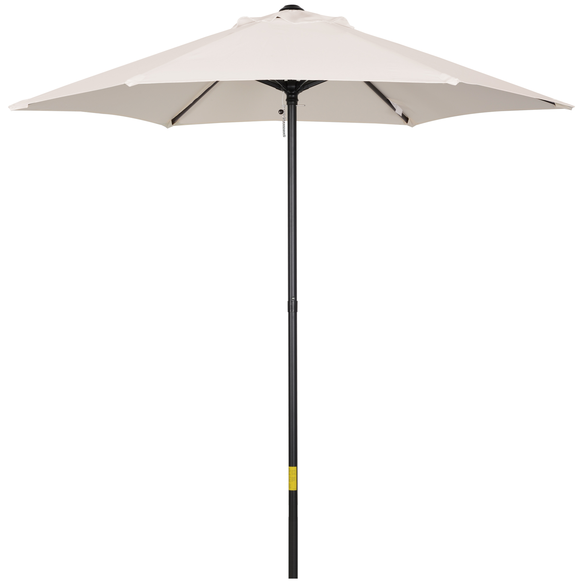 2m Patio Parasols Umbrellas, Outdoor Sun Shade with 6 Sturdy Ribs for Balcony, Bench, Garden, Cream White - Life Essentials