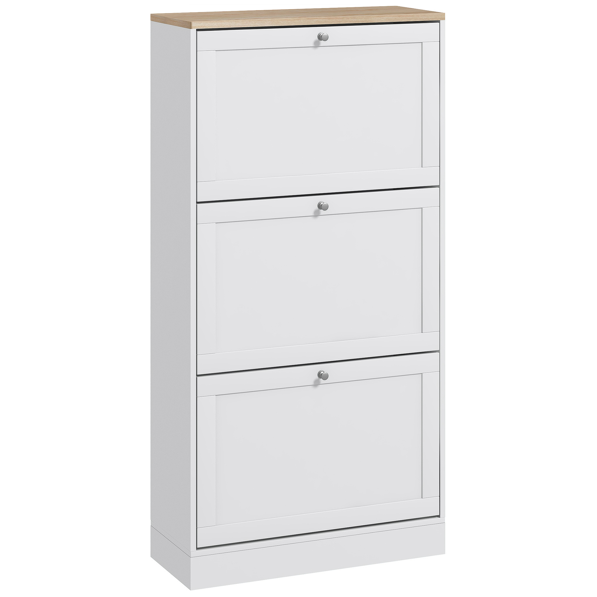 Scott Shoe Cabinet with 3 Flip Drawers - White - Life Essentials