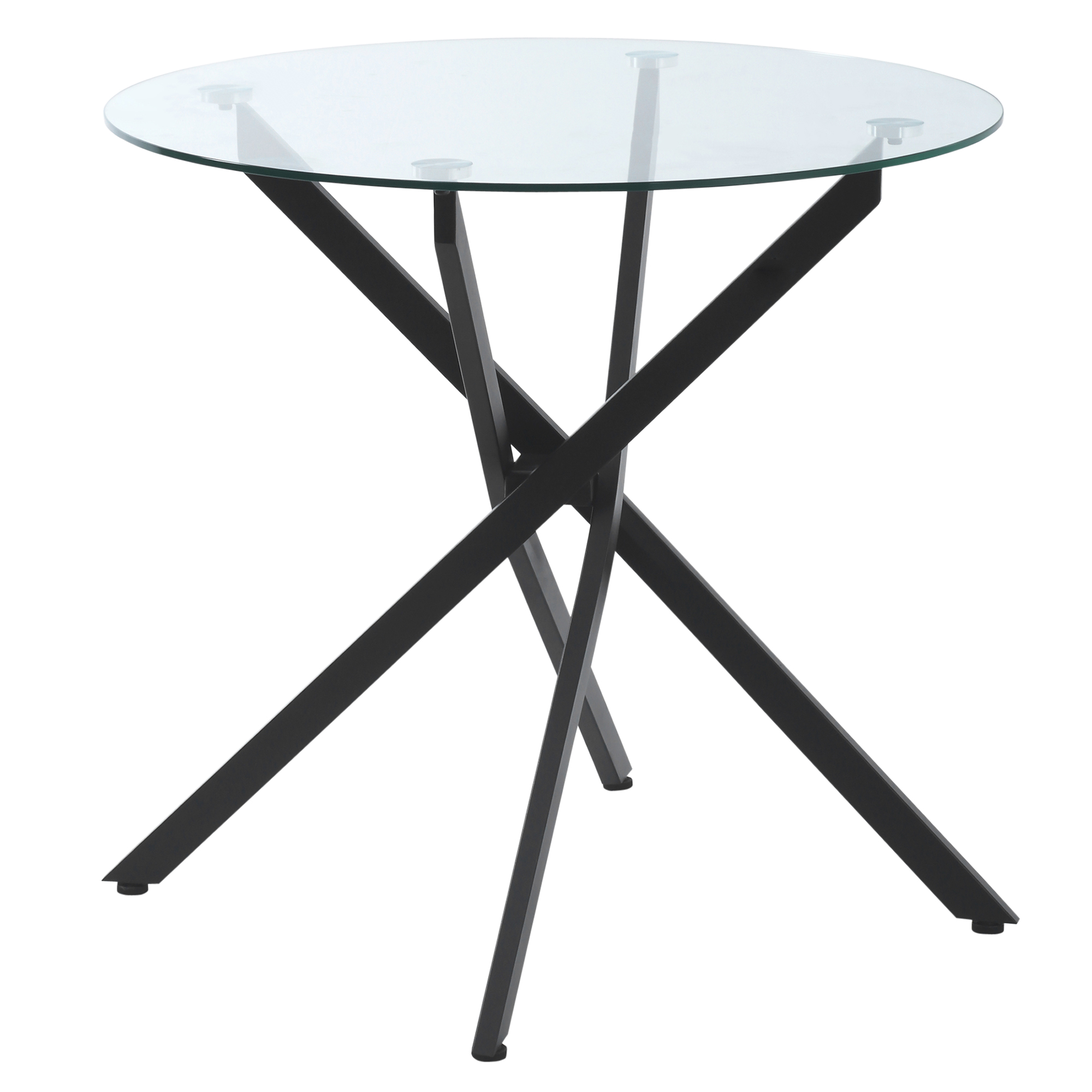 Side Table with Clear Tempered Glass Top, Round Table with Metal Legs, Modern Dining Table Furniture for Dining Room Living Room, Black - Life 