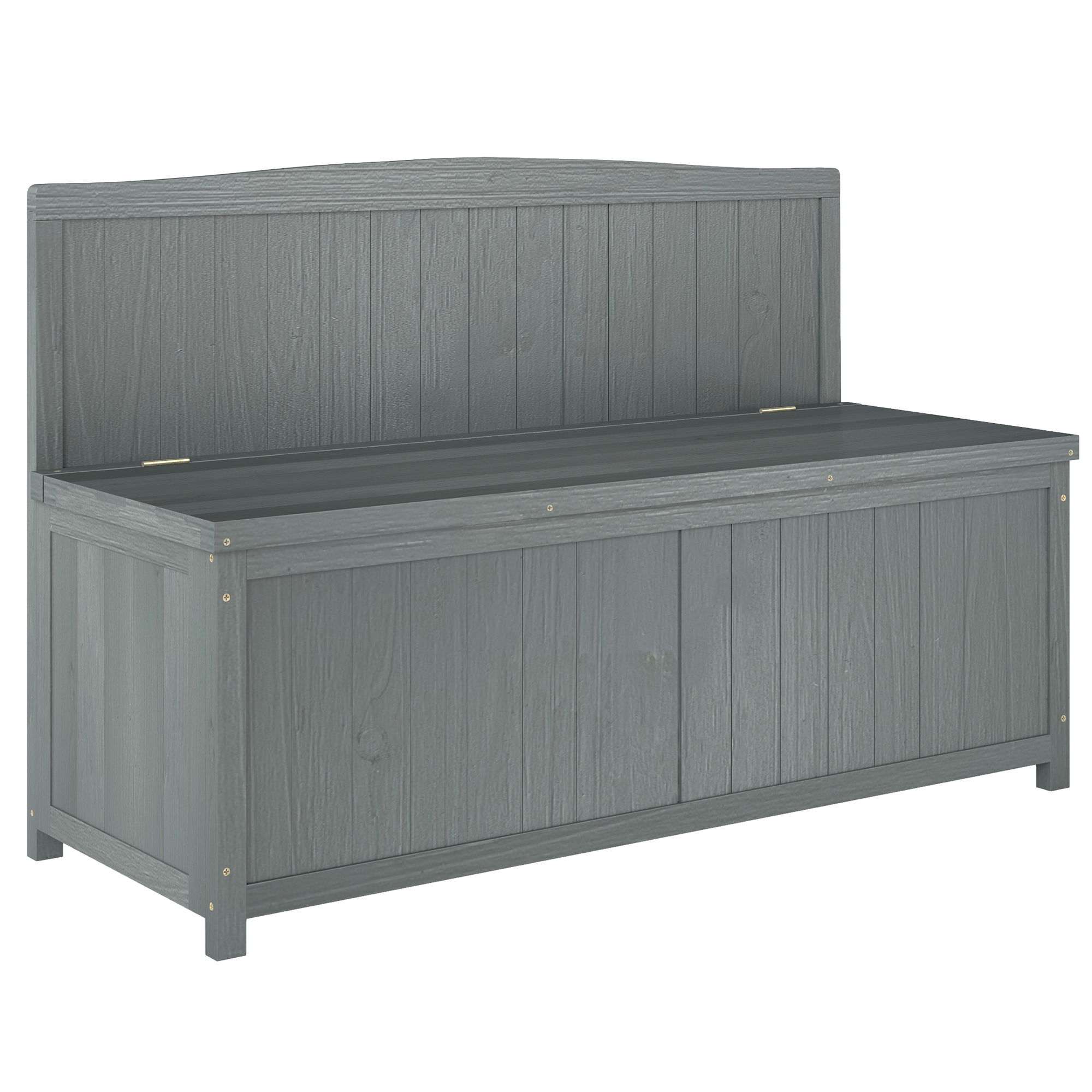 SUNVISTA Wood Storage Bench for Patio Furniture, Outdoor Garden Seating Tools, Grey - Life Essentials