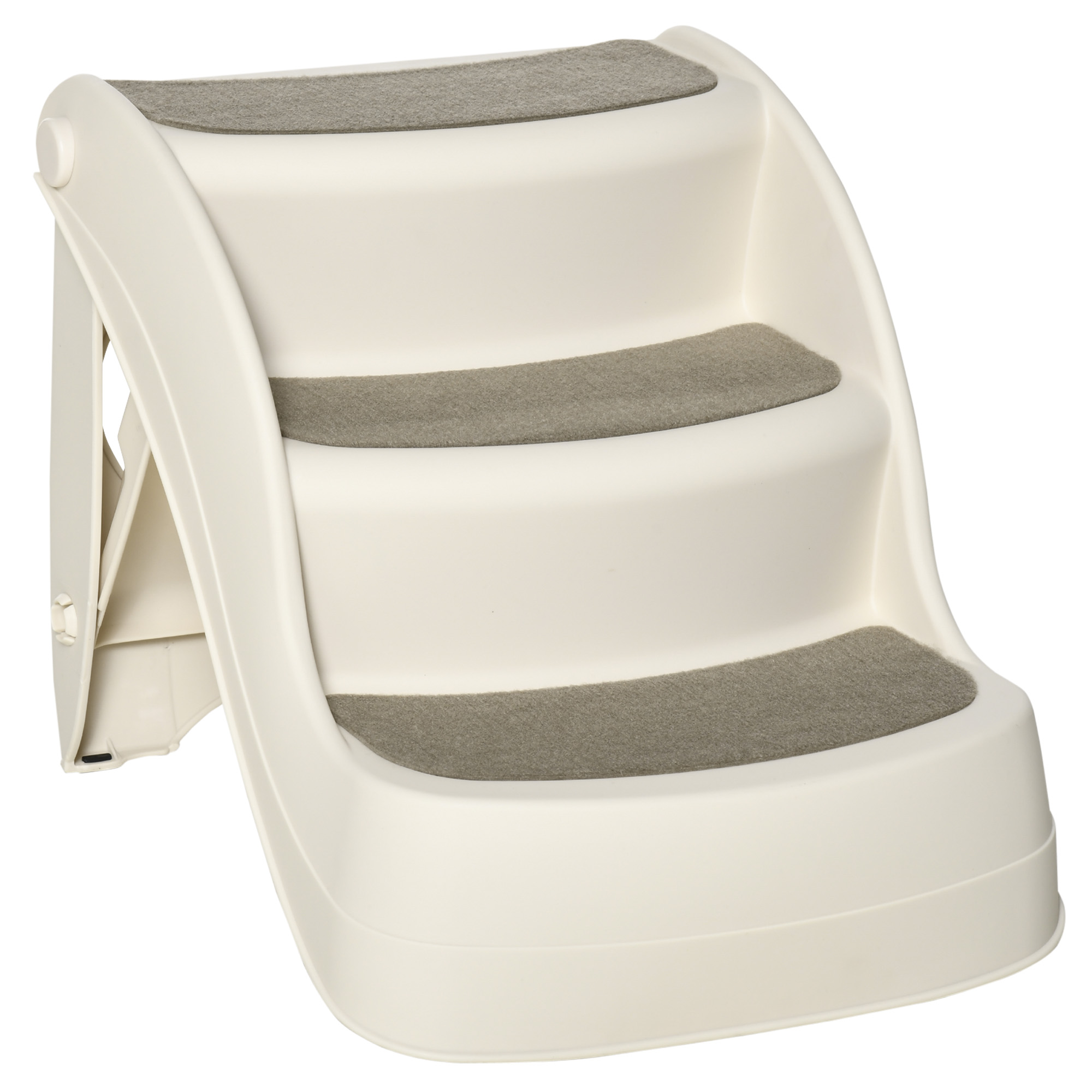 Foldable Pet Stairs Portable Dog Steps 3-Step Design with Non-slip Mats for High Beds, Sofas, 49 x 38 x 38 cm, Cream - Life Essentials