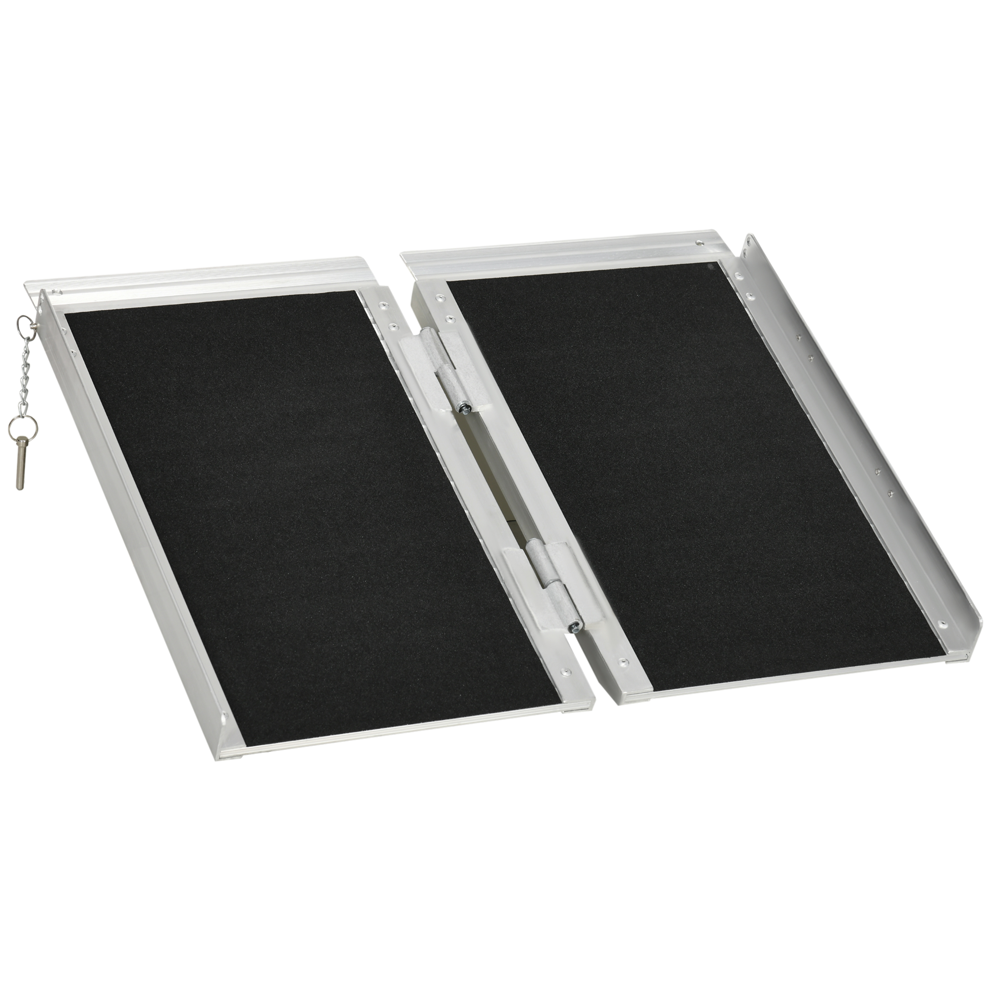 Textured Aluminum Folding Wheelchair Ramp, 61 x 72 cm Portable Threshold Ramp, for Doorways, Home, Steps, Stairs - Life Essentials