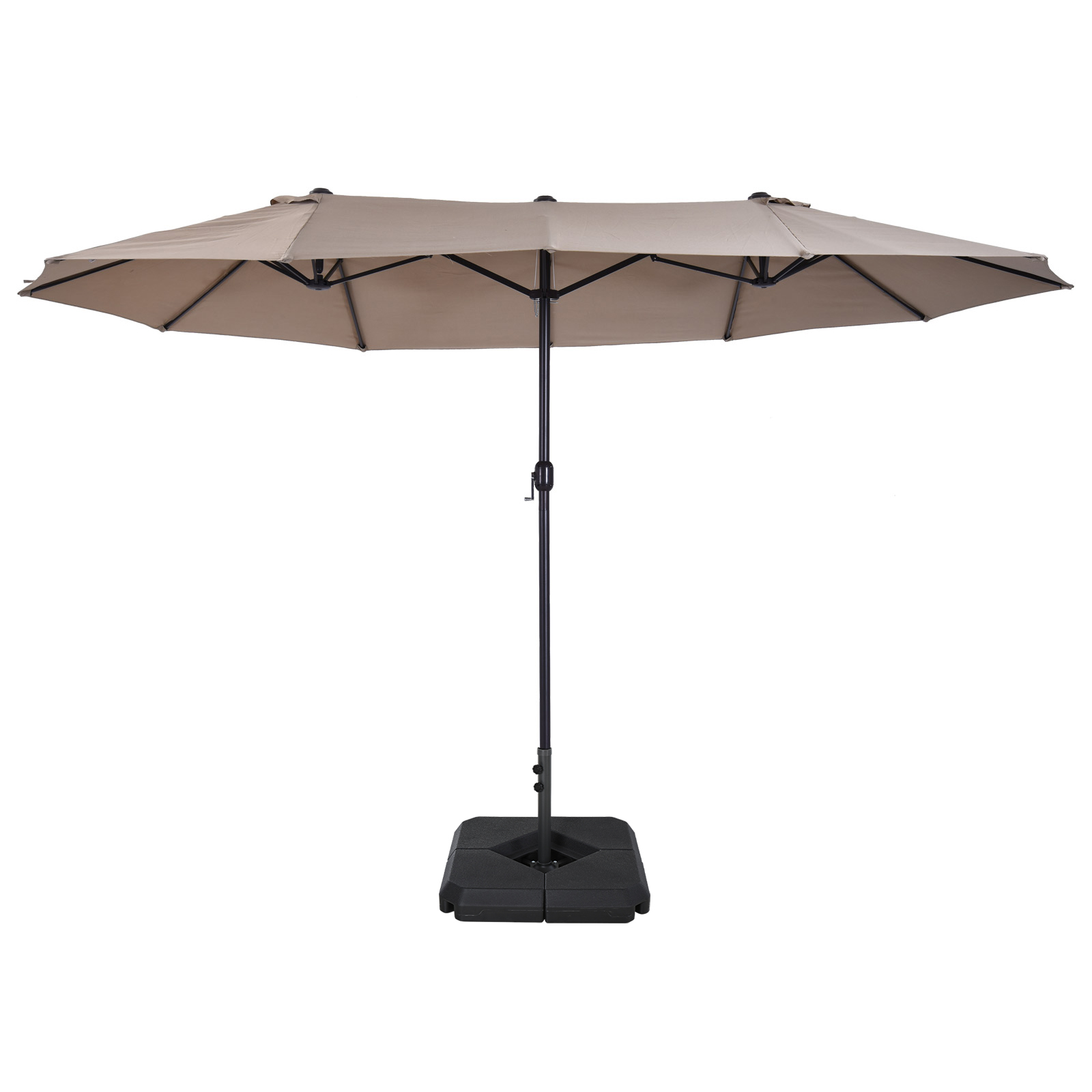 Jones Double-Sided Garden Parasol with Stand - Tan - Life Essentials