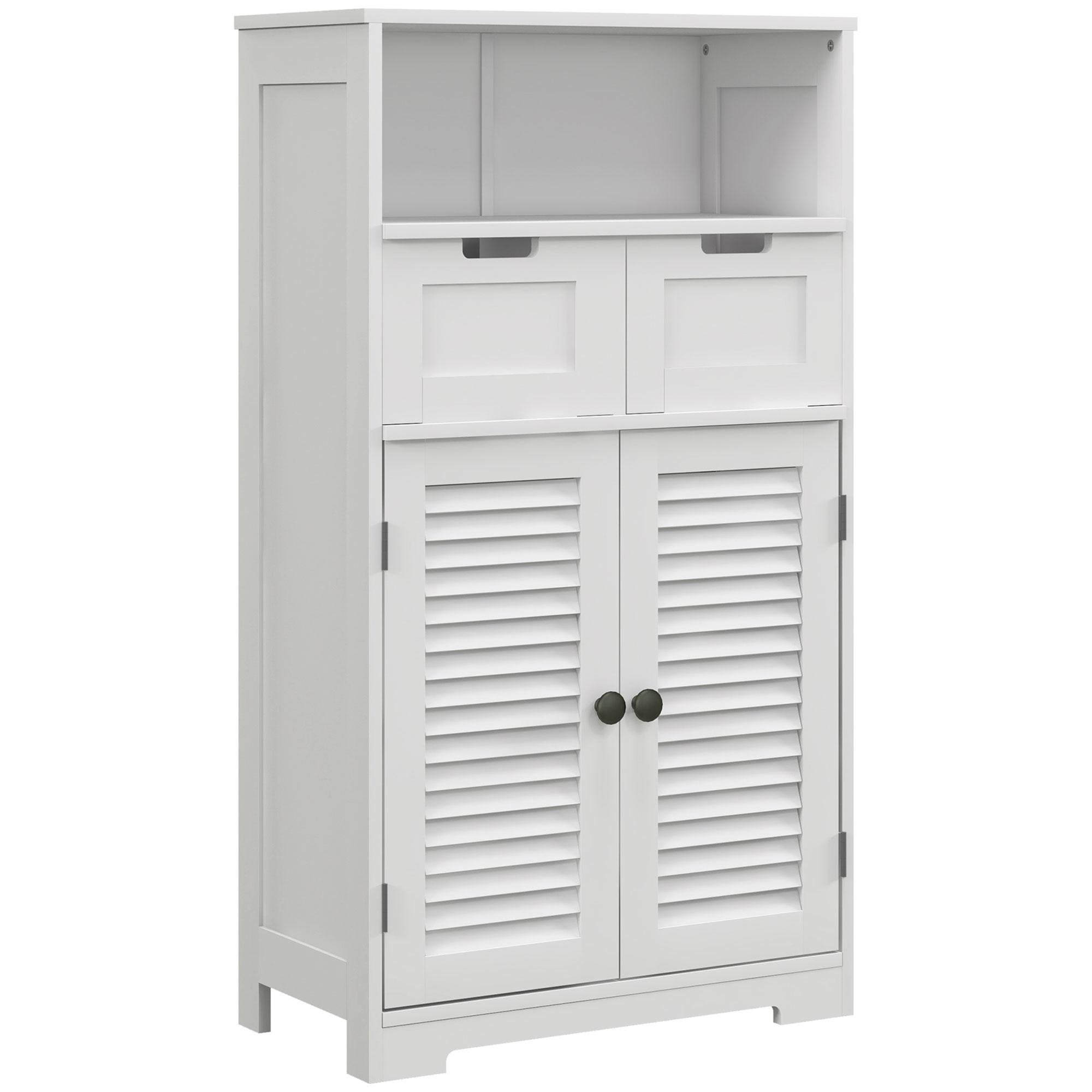 Bathroom Floor Cabinet with Louvred Doors and Drawers - Life Essentials