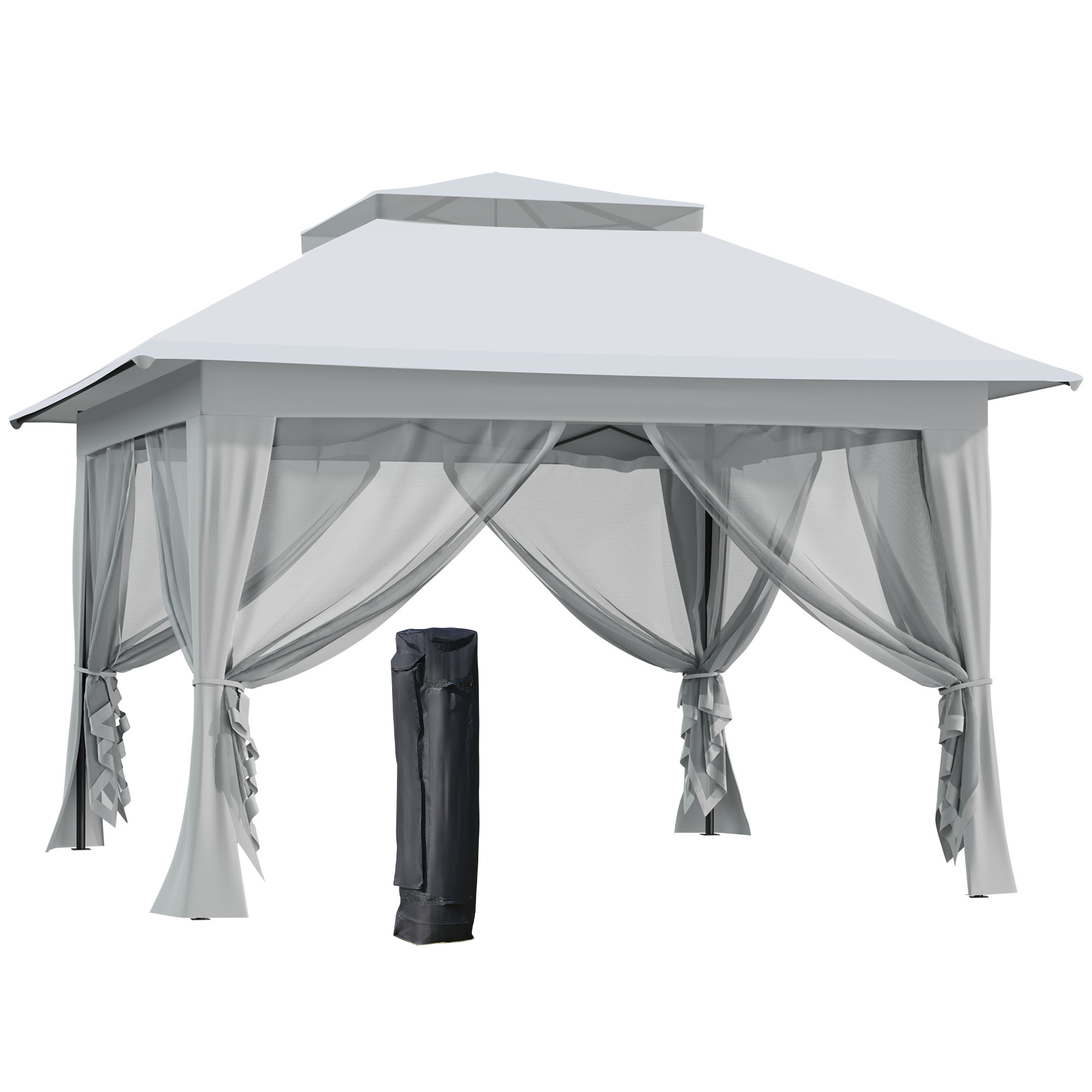 Foldable Pop-up Party Tent Instant Canopy Sun Shade Gazebo Shelter Steel Frame Oxford w/ Roller Bag, 3.6 x 3.6 x 2.9(m) - Life Essentials
